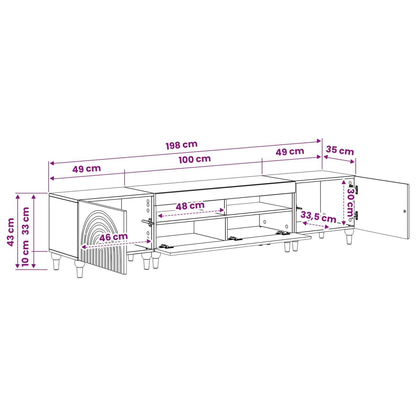 3-teiliges LED TV Regal Sonoma-Eiche Holzwerkstoff