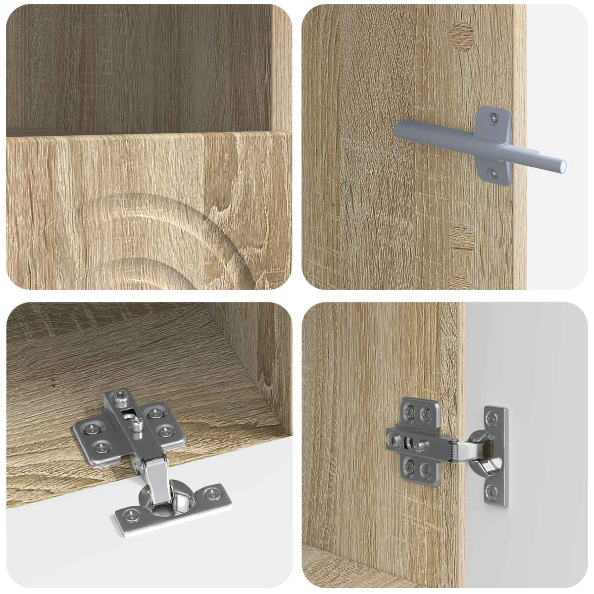 3-teiliges LED TV Regal Sonoma-Eiche Holzwerkstoff