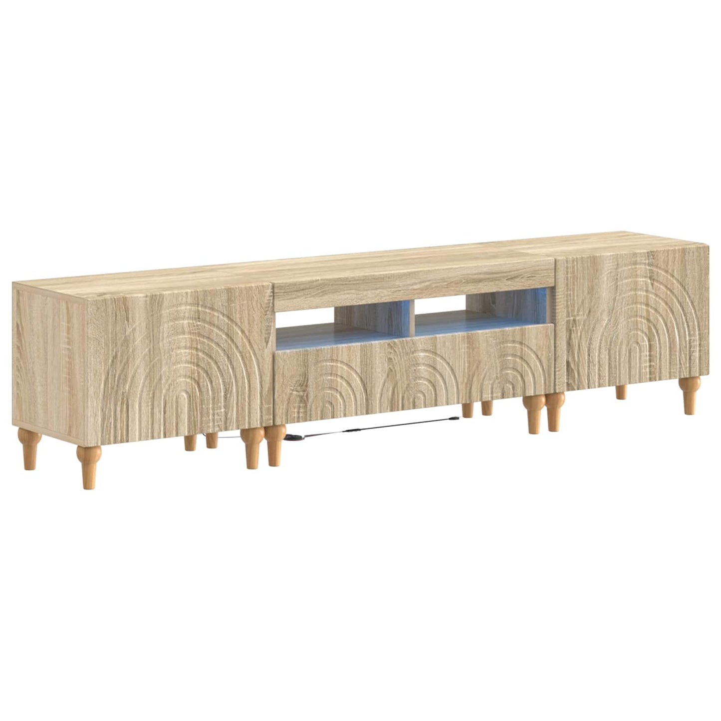 3-teiliges LED TV Regal Sonoma-Eiche Holzwerkstoff