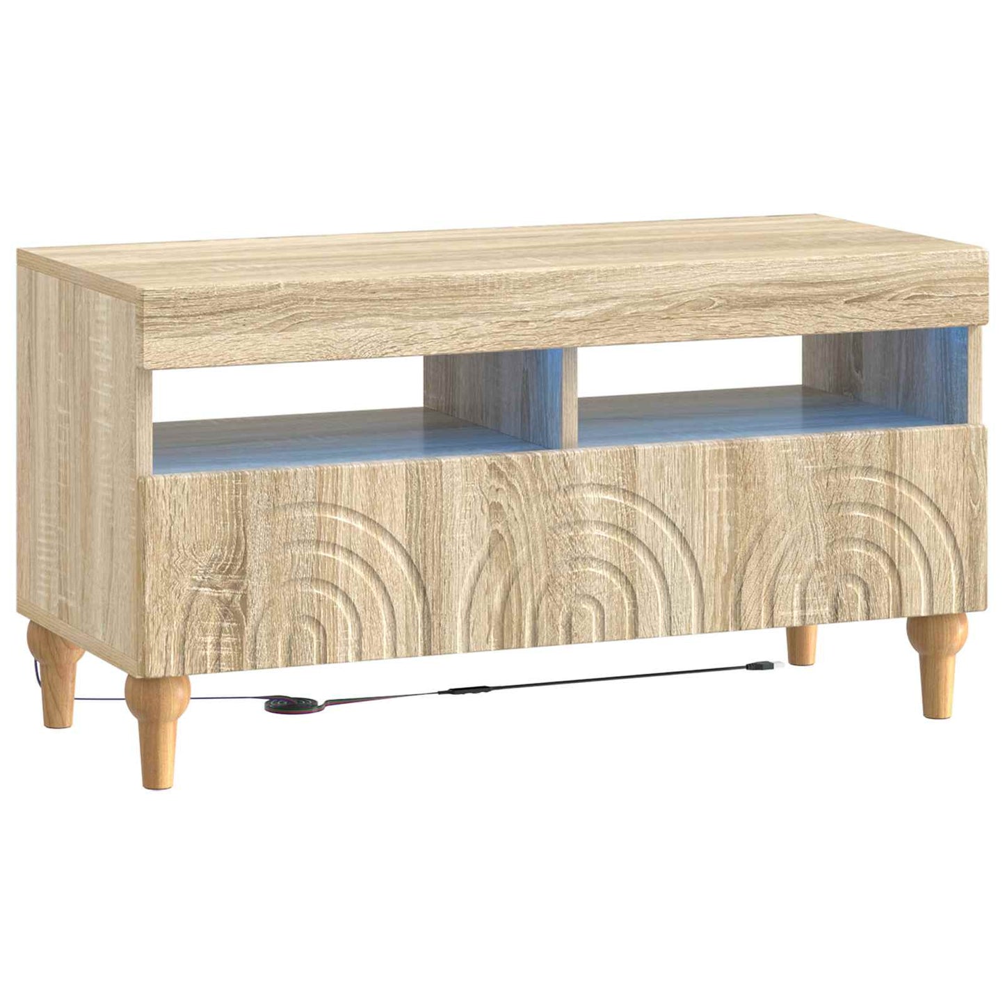 3-teiliges LED TV Regal Sonoma-Eiche Holzwerkstoff
