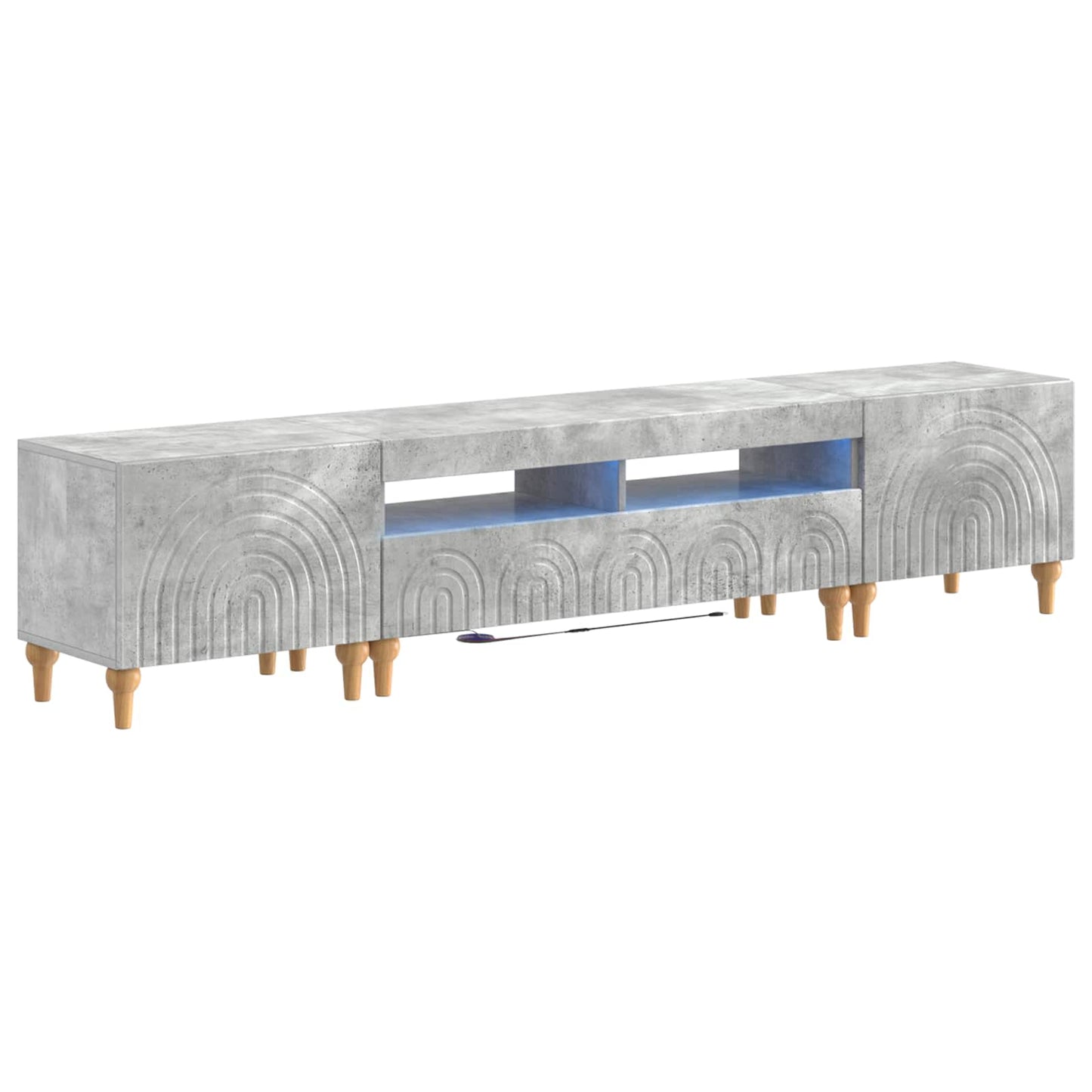 3-teiliges LED TV Regal Betongrau Holzwerkstoff