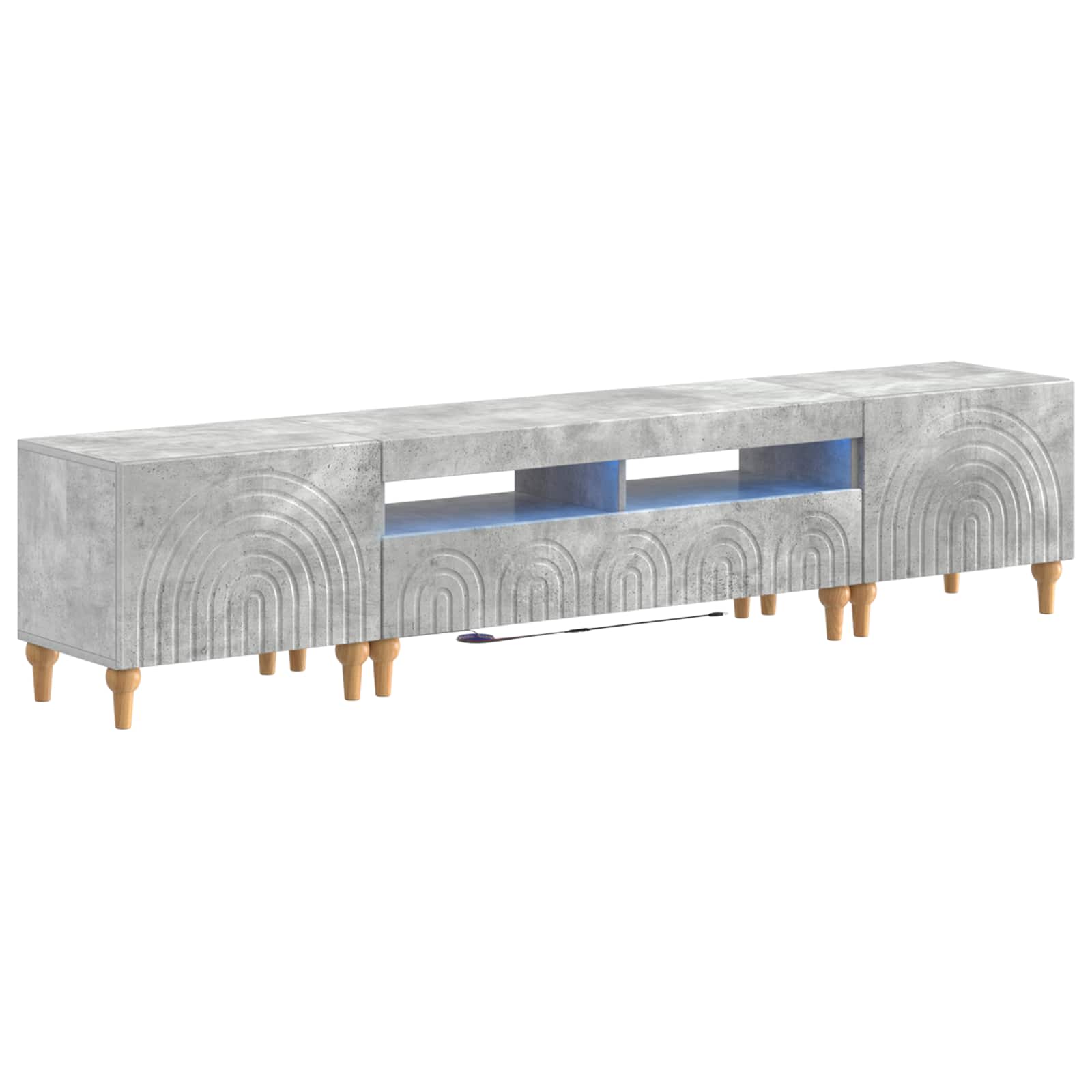 3-teiliges LED TV Regal Betongrau Holzwerkstoff