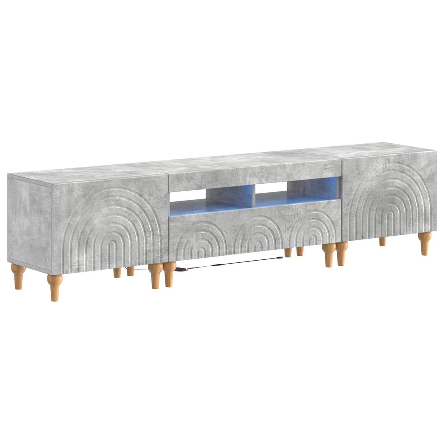 3-teiliges LED TV Regal Betongrau Holzwerkstoff
