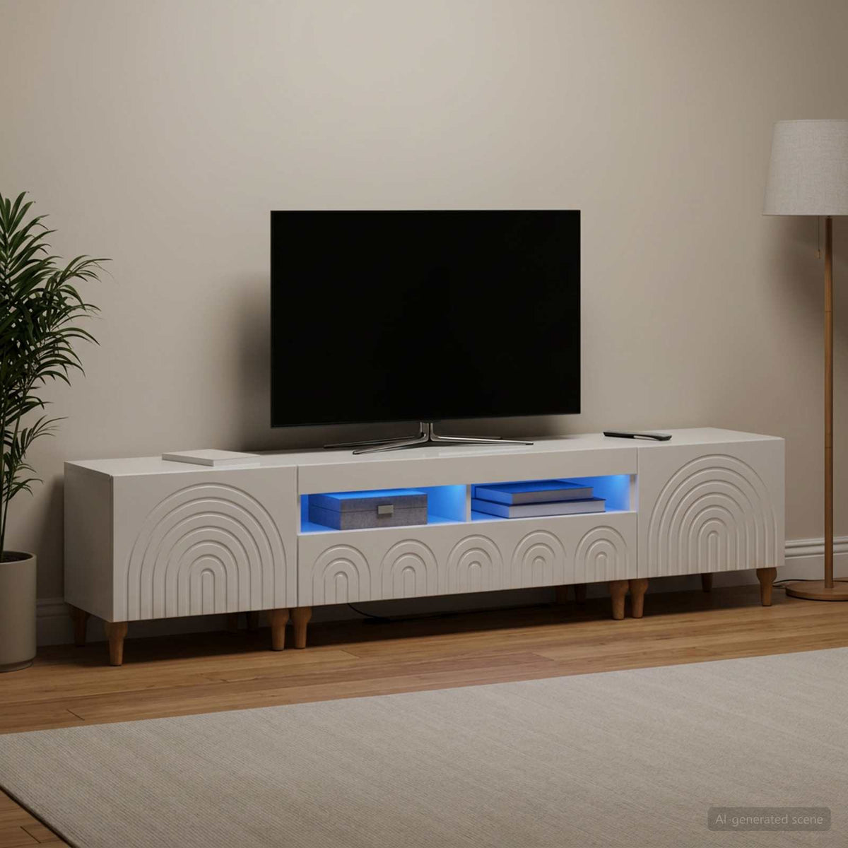 3-teiliges LED TV Regal Hochglanz Weiß Holzwerkstoff