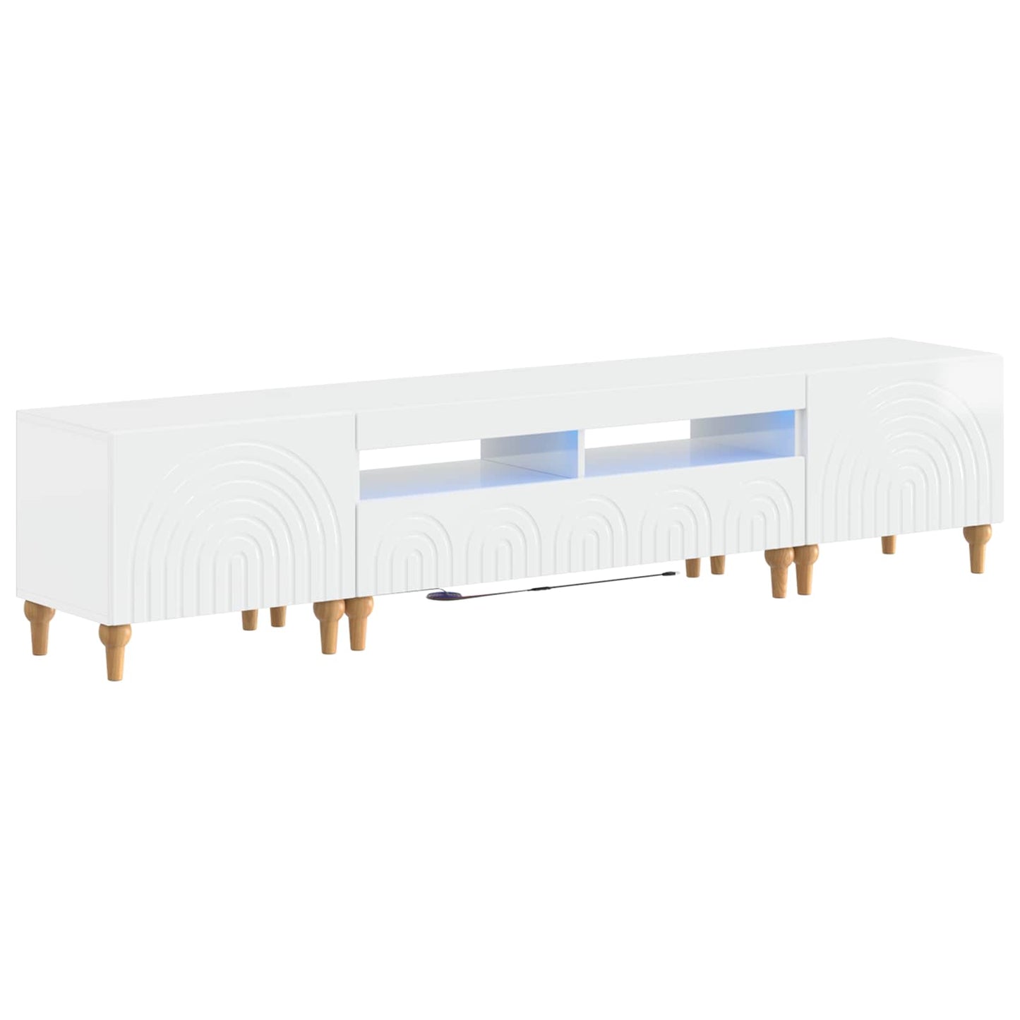 3-teiliges LED TV Regal Hochglanz Weiß Holzwerkstoff