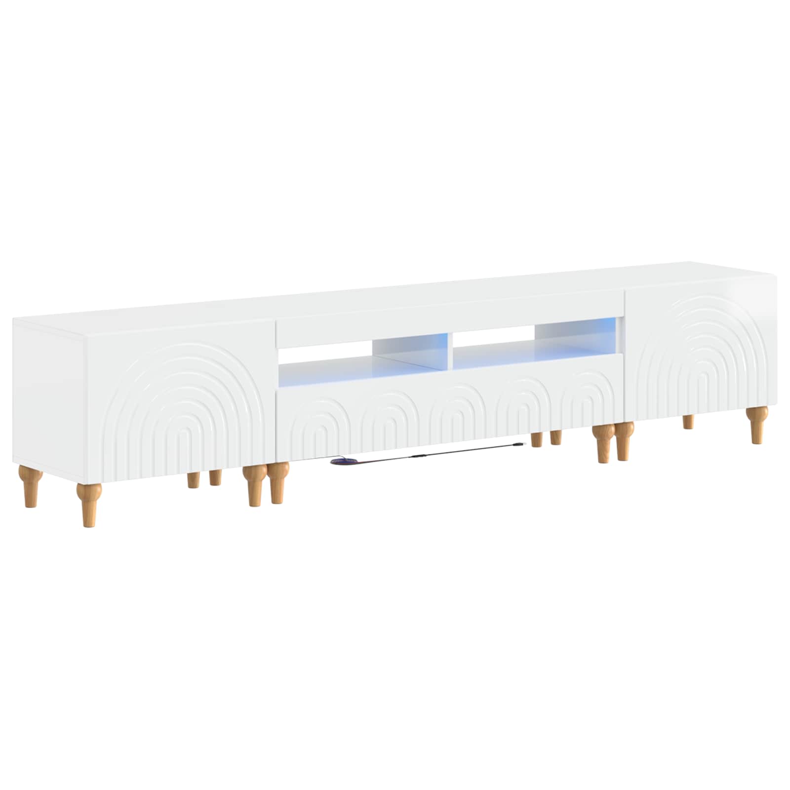 3-teiliges LED TV Regal Hochglanz Weiß Holzwerkstoff