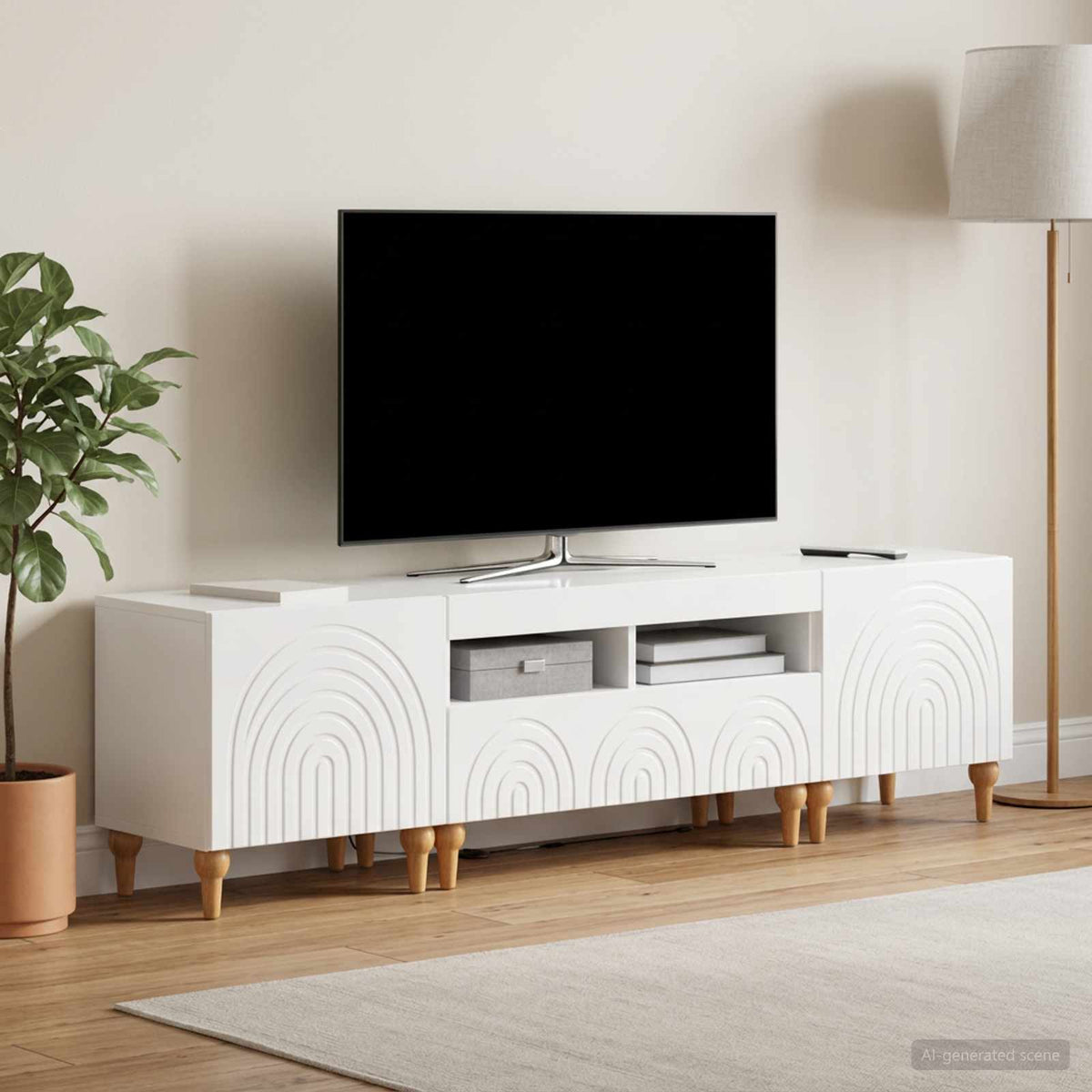 3-teiliges LED TV Regal Hochglanz Weiß Holzwerkstoff