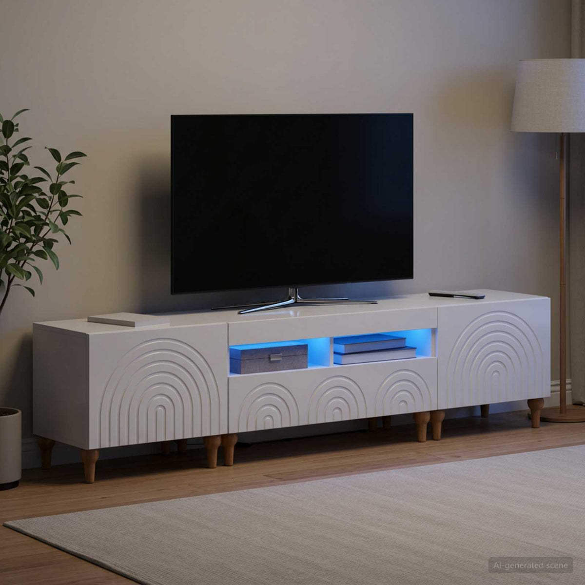 3-teiliges LED TV Regal Hochglanz Weiß Holzwerkstoff