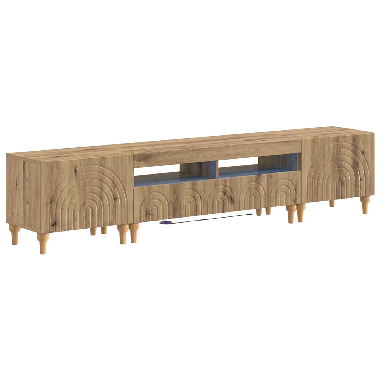 3-teiliges LED TV Regal Artisan-Eiche Holzwerkstoff