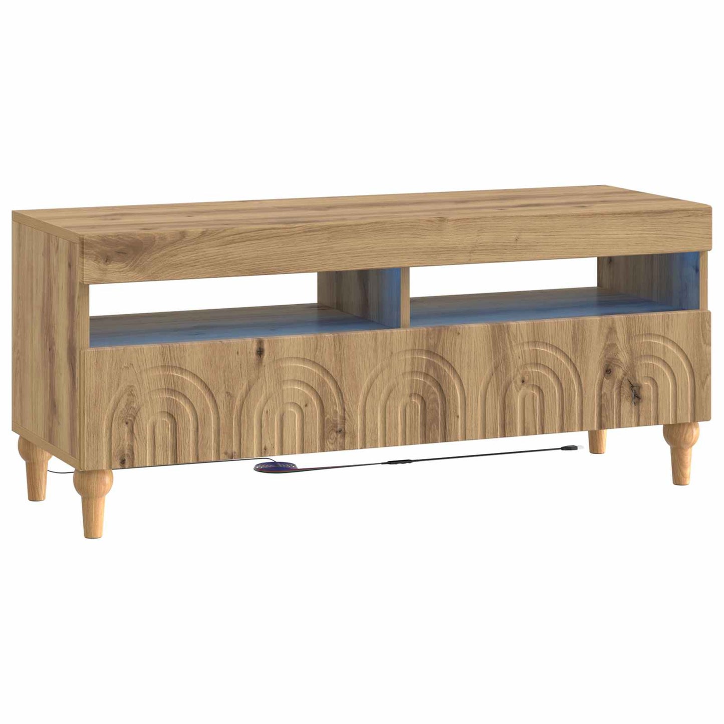 3-teiliges LED TV Regal Artisan-Eiche Holzwerkstoff