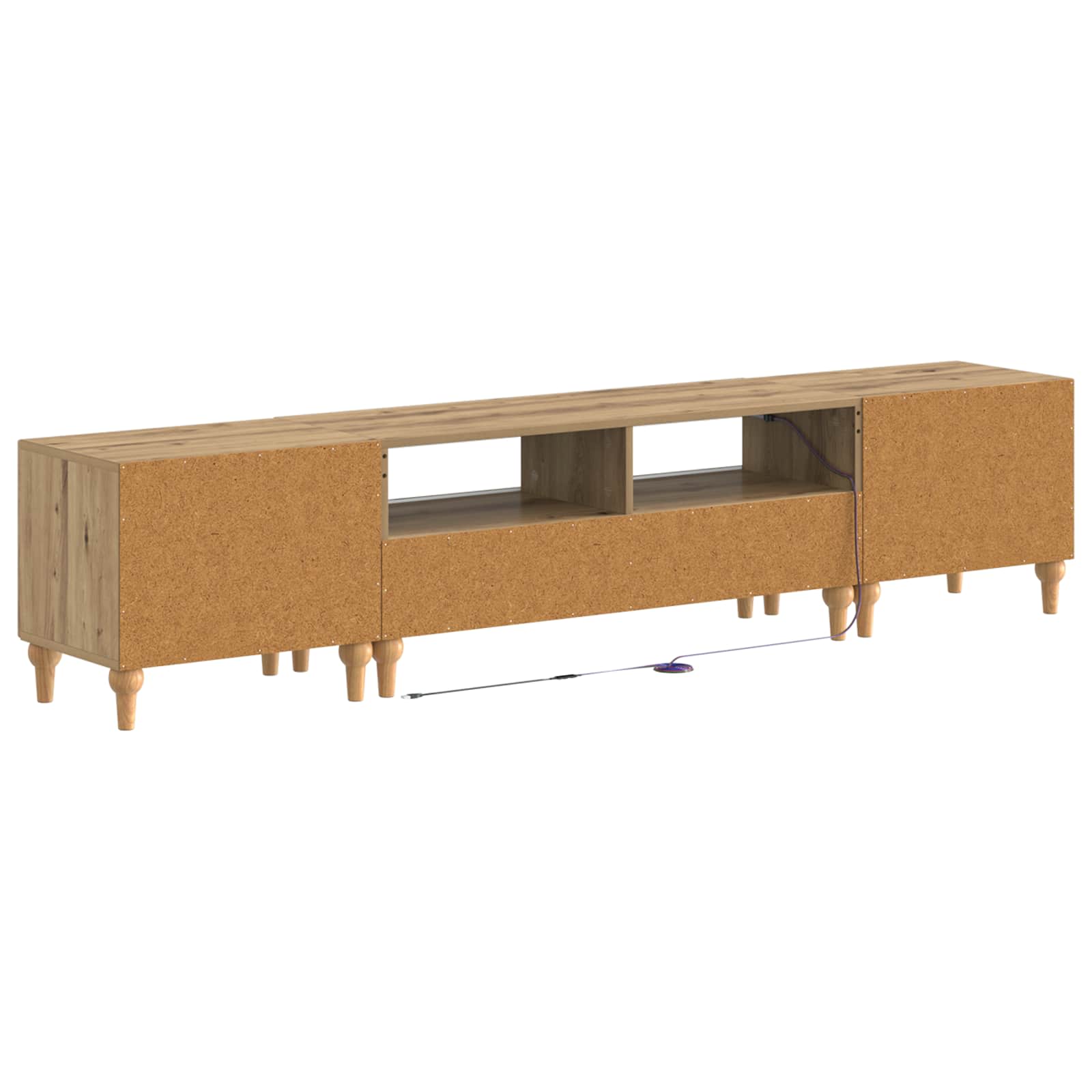 3-teiliges LED TV Regal Artisan-Eiche Holzwerkstoff