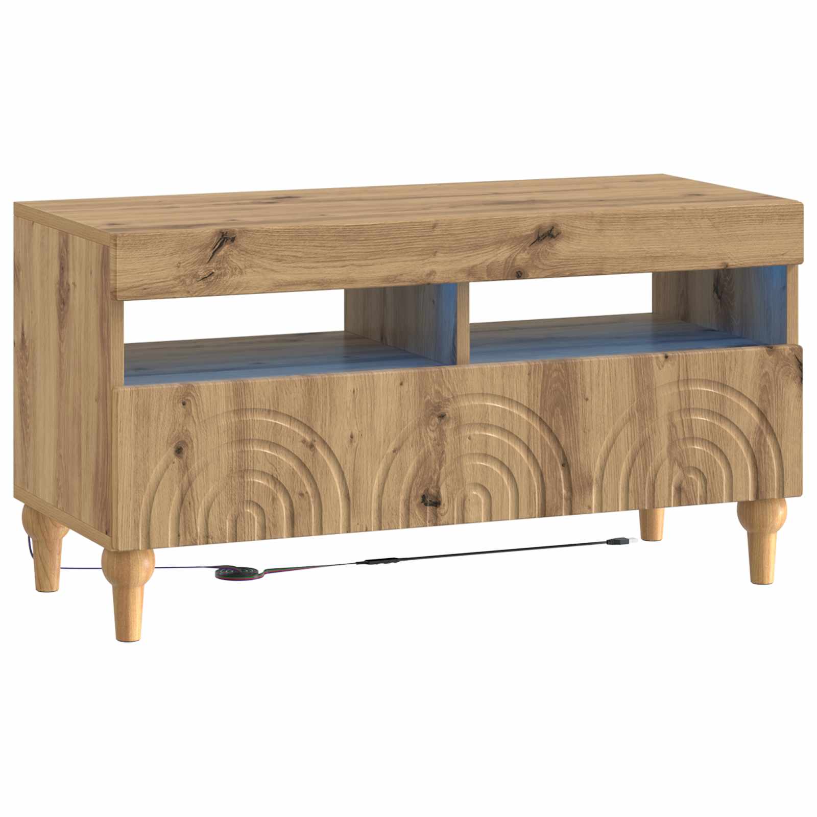 3-teiliges LED TV Regal Artisan-Eiche Holzwerkstoff