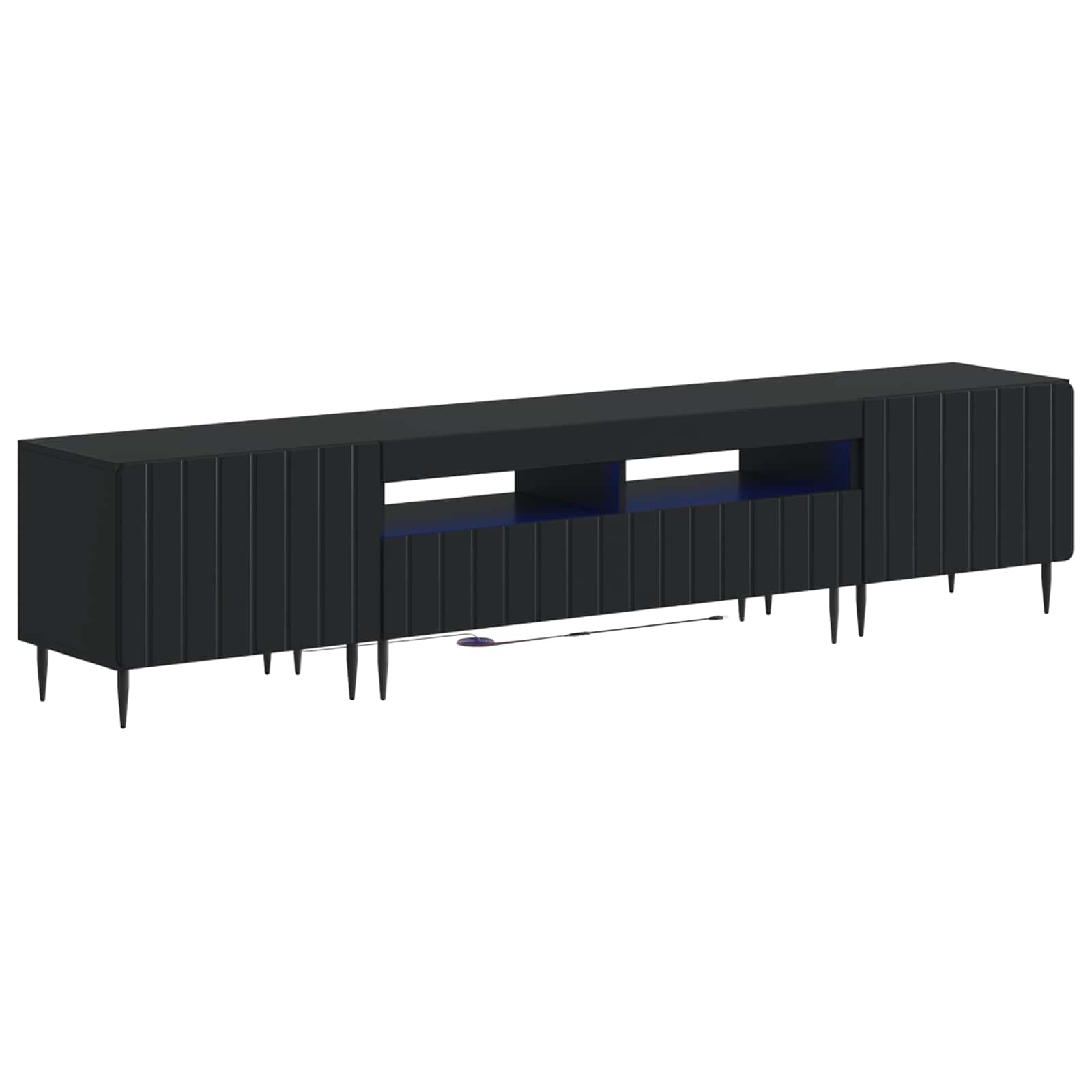 5-teiliges LED TV Schrank Schwarz Holzwerkstoff