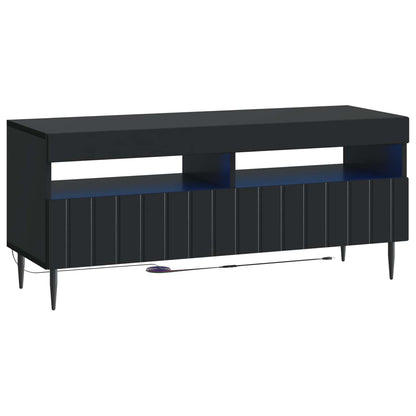 3-teiliges LED TV Regal ZWOLLE Schwarz Holzwerkstoff
