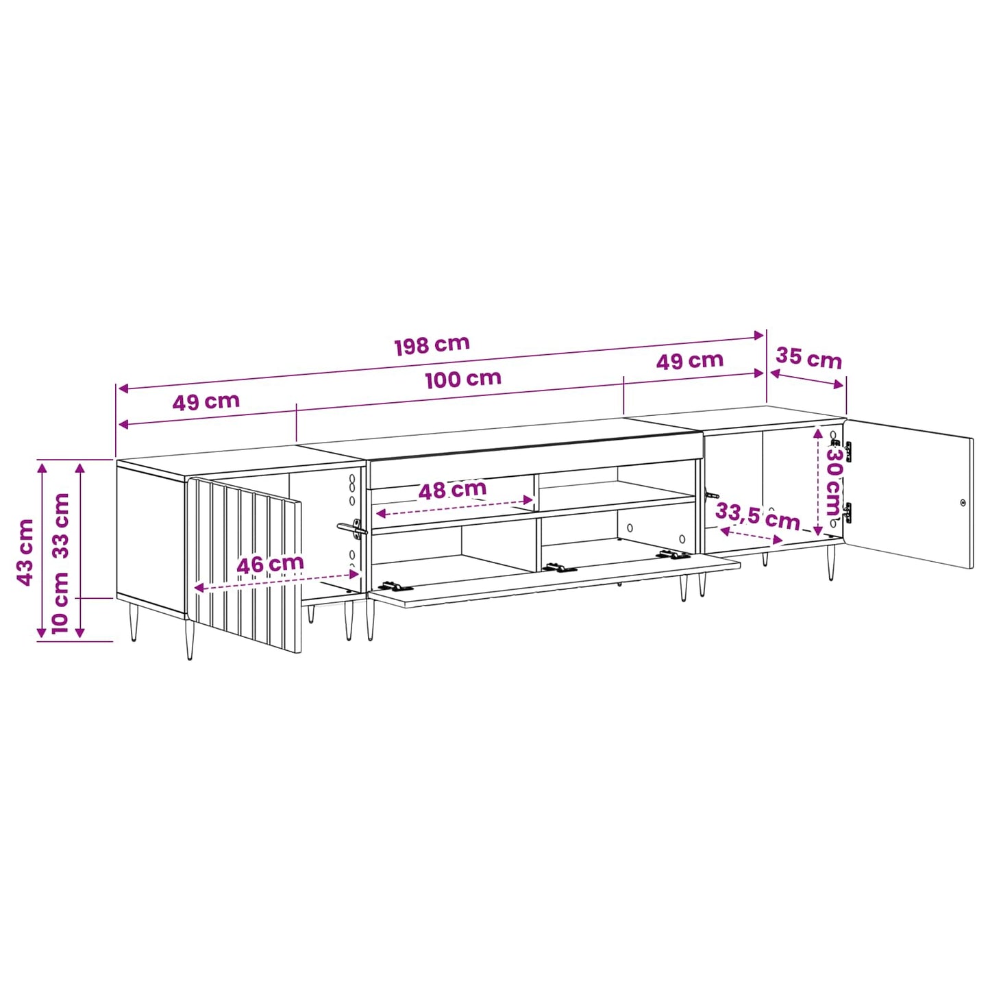 5-teiliges LED TV Schrank Schwarz Holzwerkstoff