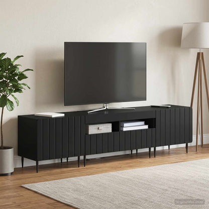 3-teiliges LED TV Regal ZWOLLE Schwarz Holzwerkstoff