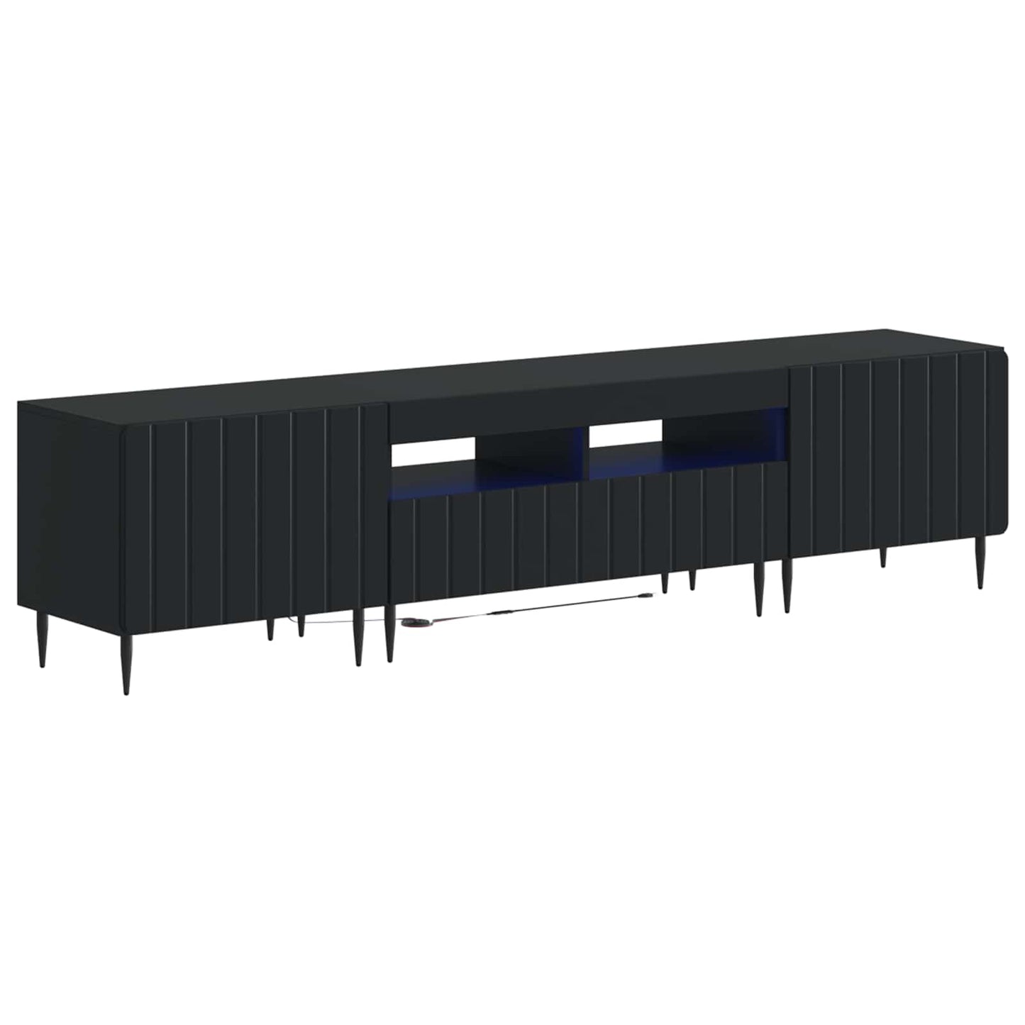 5-teiliges LED TV Schrank Schwarz Holzwerkstoff
