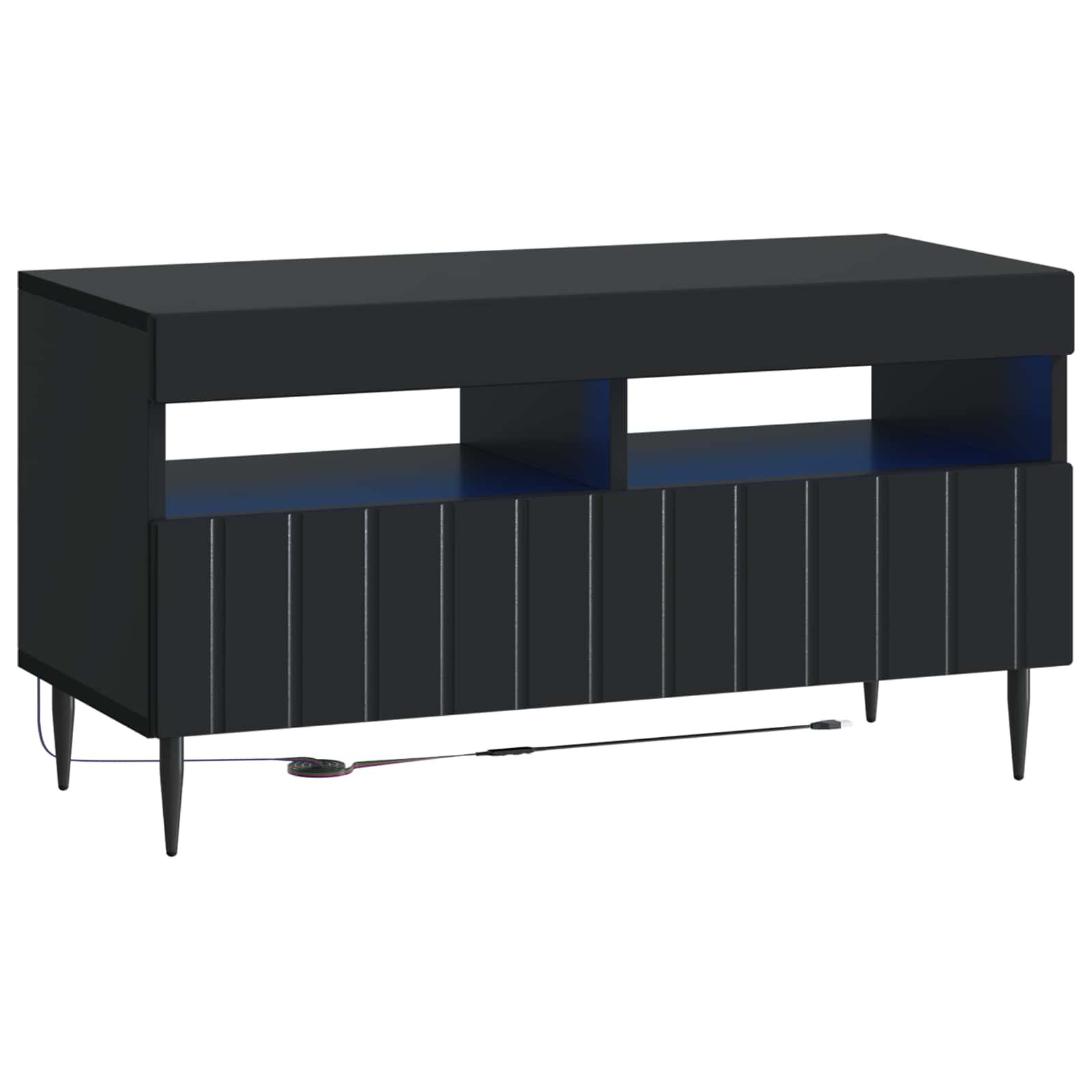 5-teiliges LED TV Schrank Schwarz Holzwerkstoff