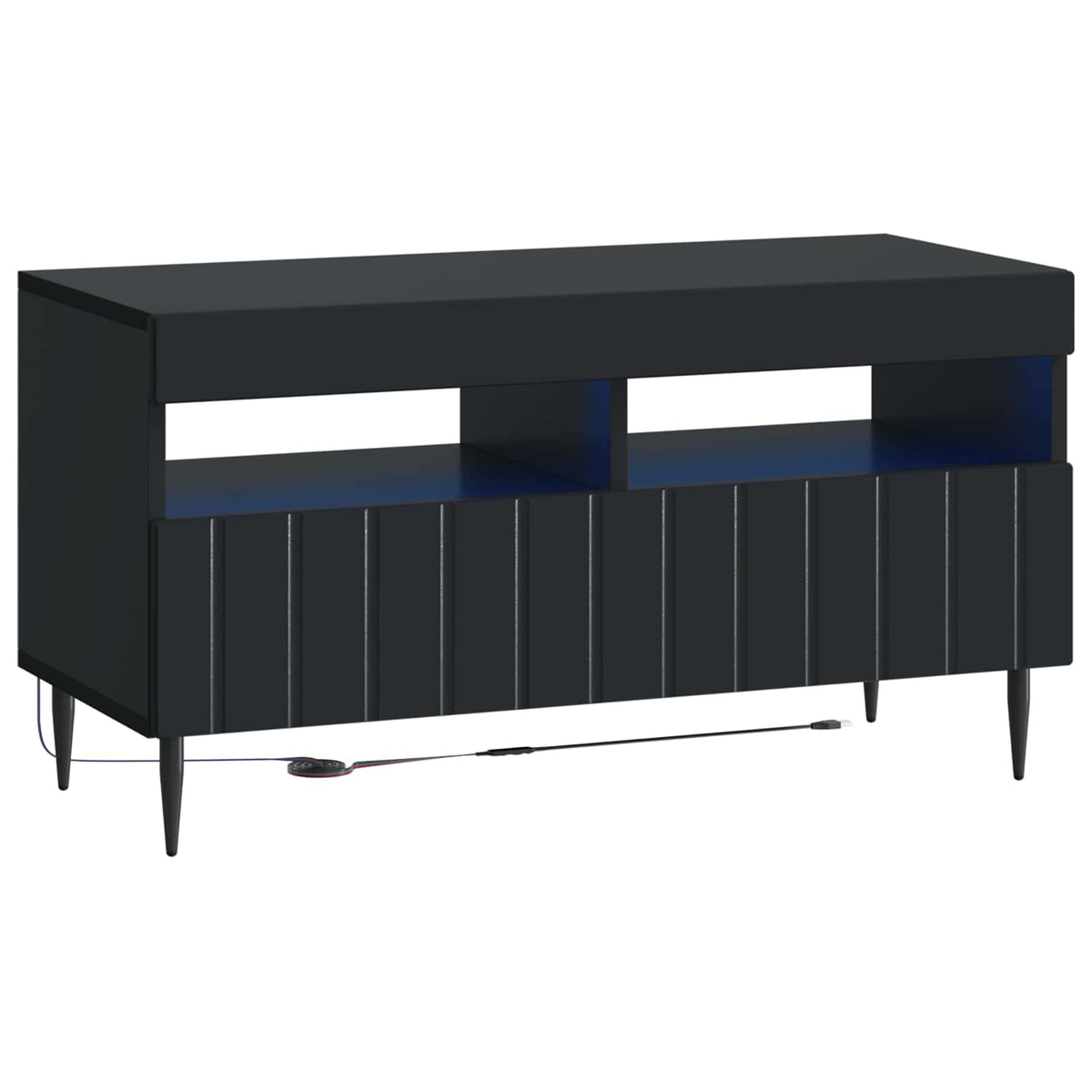 3-teiliges LED TV Regal ZWOLLE Schwarz Holzwerkstoff