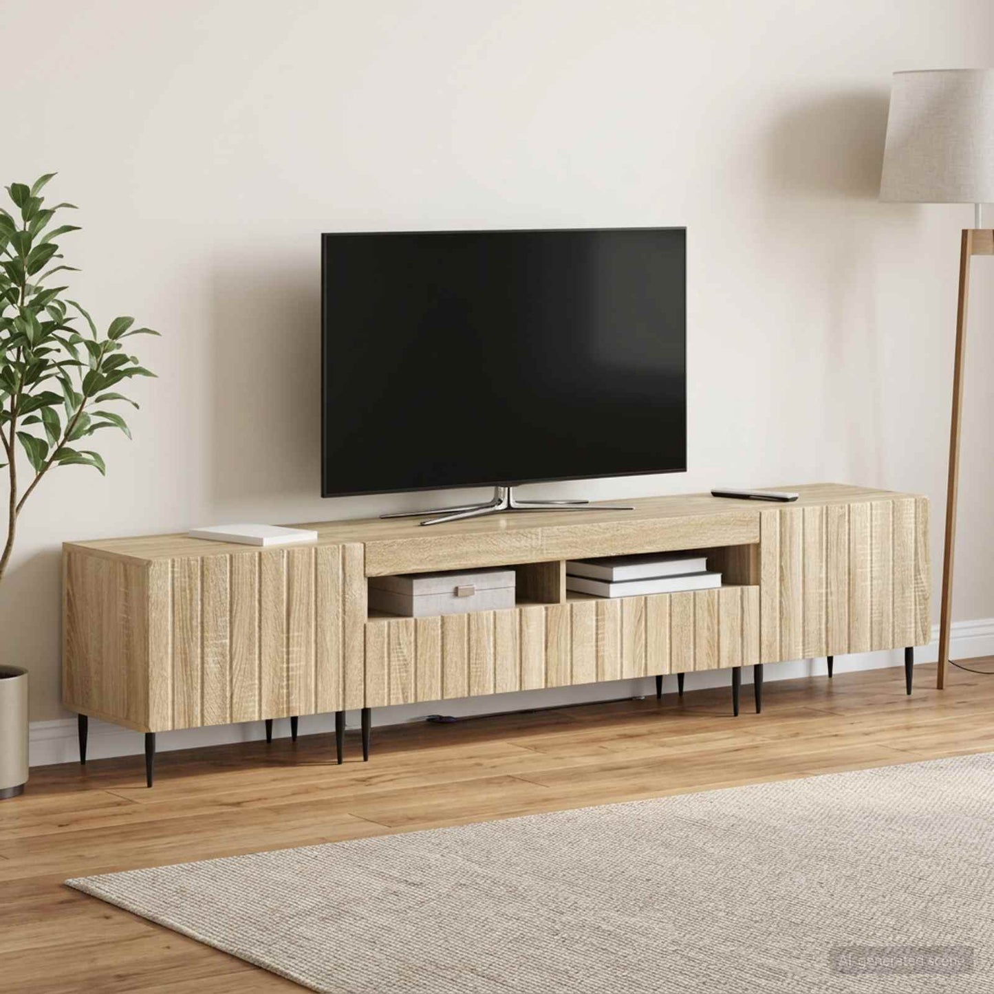 5-teiliges LED TV Schrank Sonoma-Eiche Holzwerkstoff