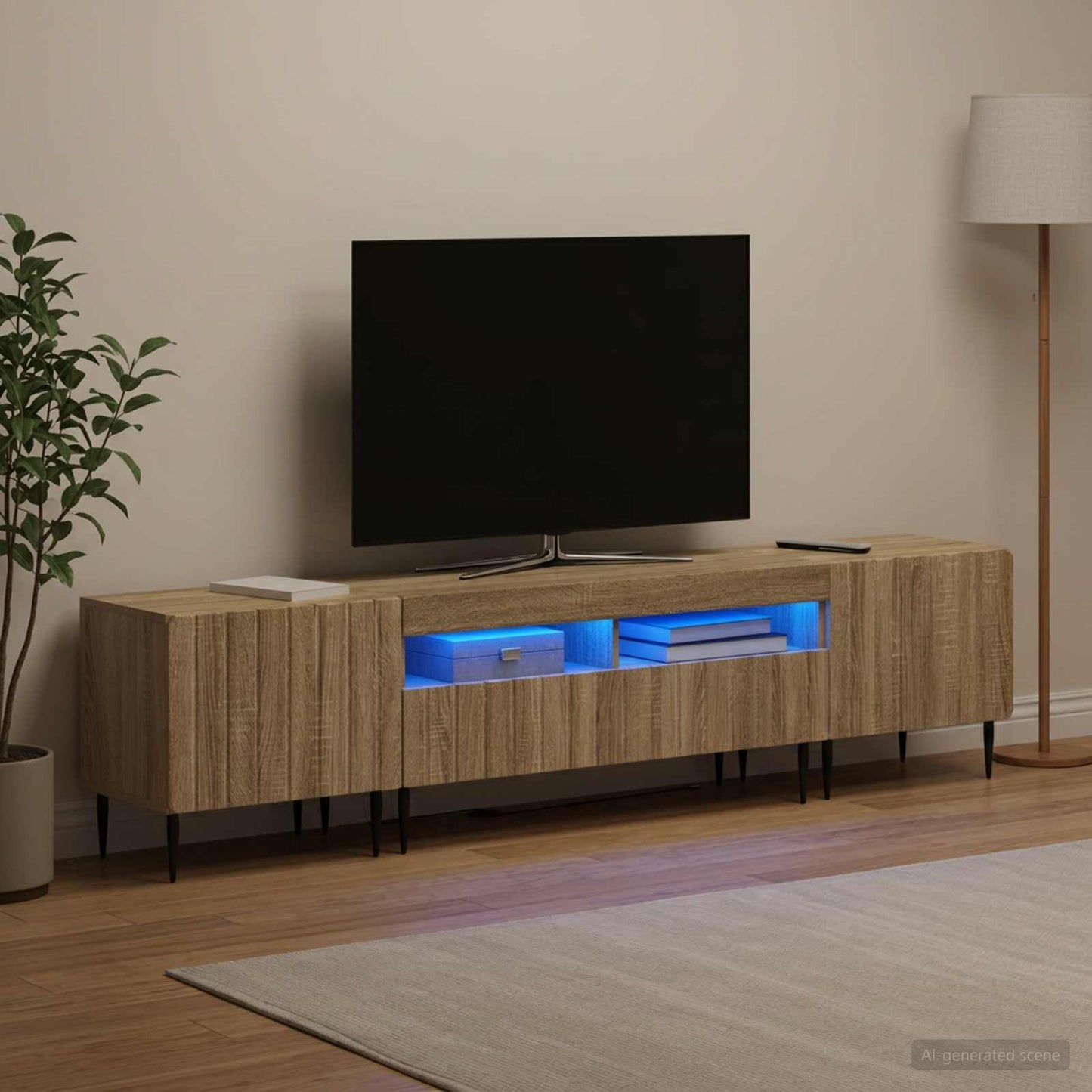5-teiliges LED TV Schrank Sonoma-Eiche Holzwerkstoff
