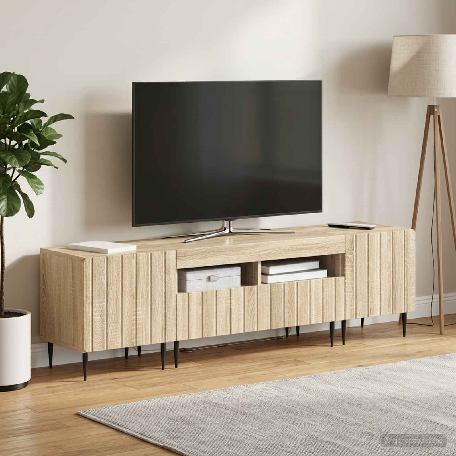 5-teiliges LED TV Schrank Sonoma-Eiche Holzwerkstoff