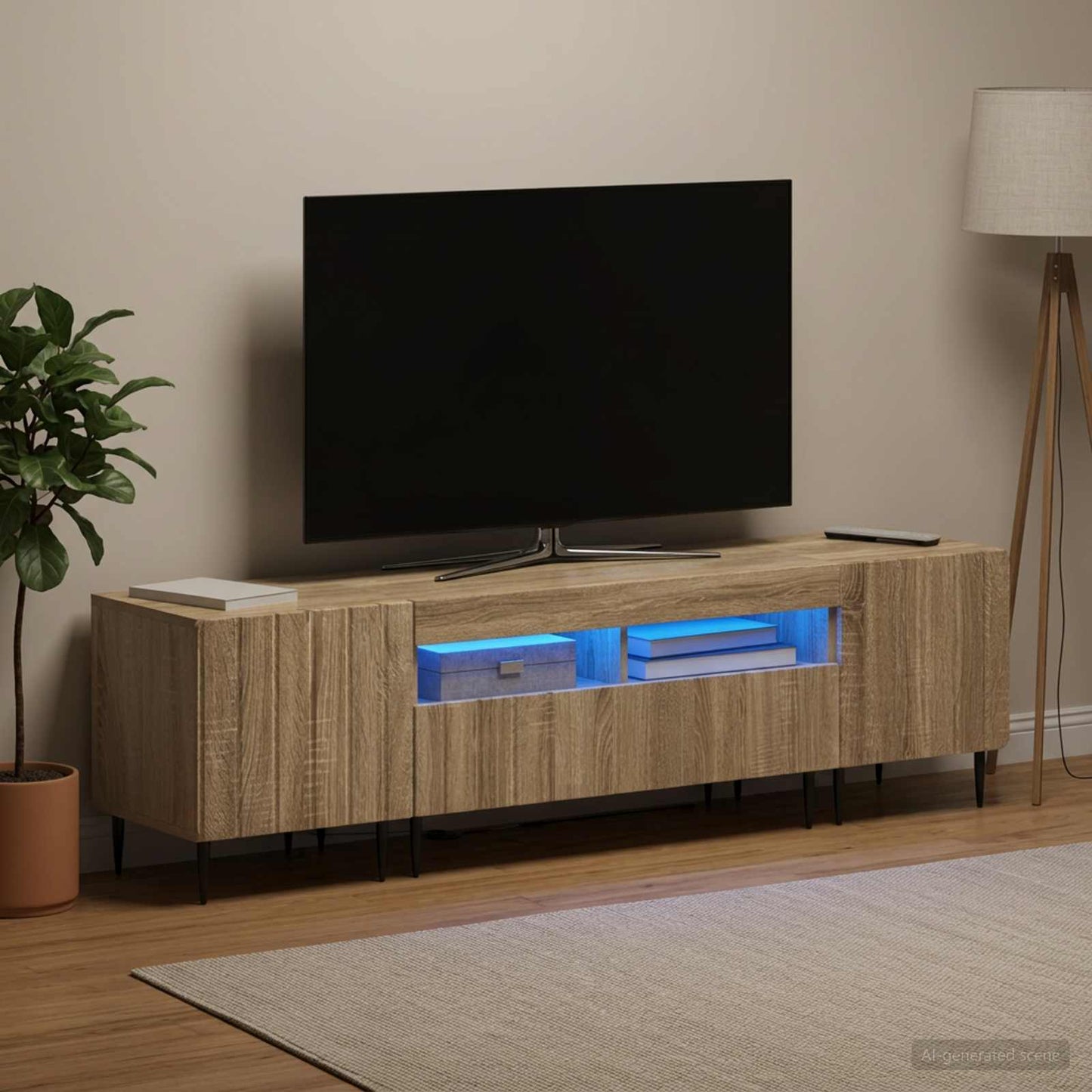 5-teiliges LED TV Schrank Sonoma-Eiche Holzwerkstoff