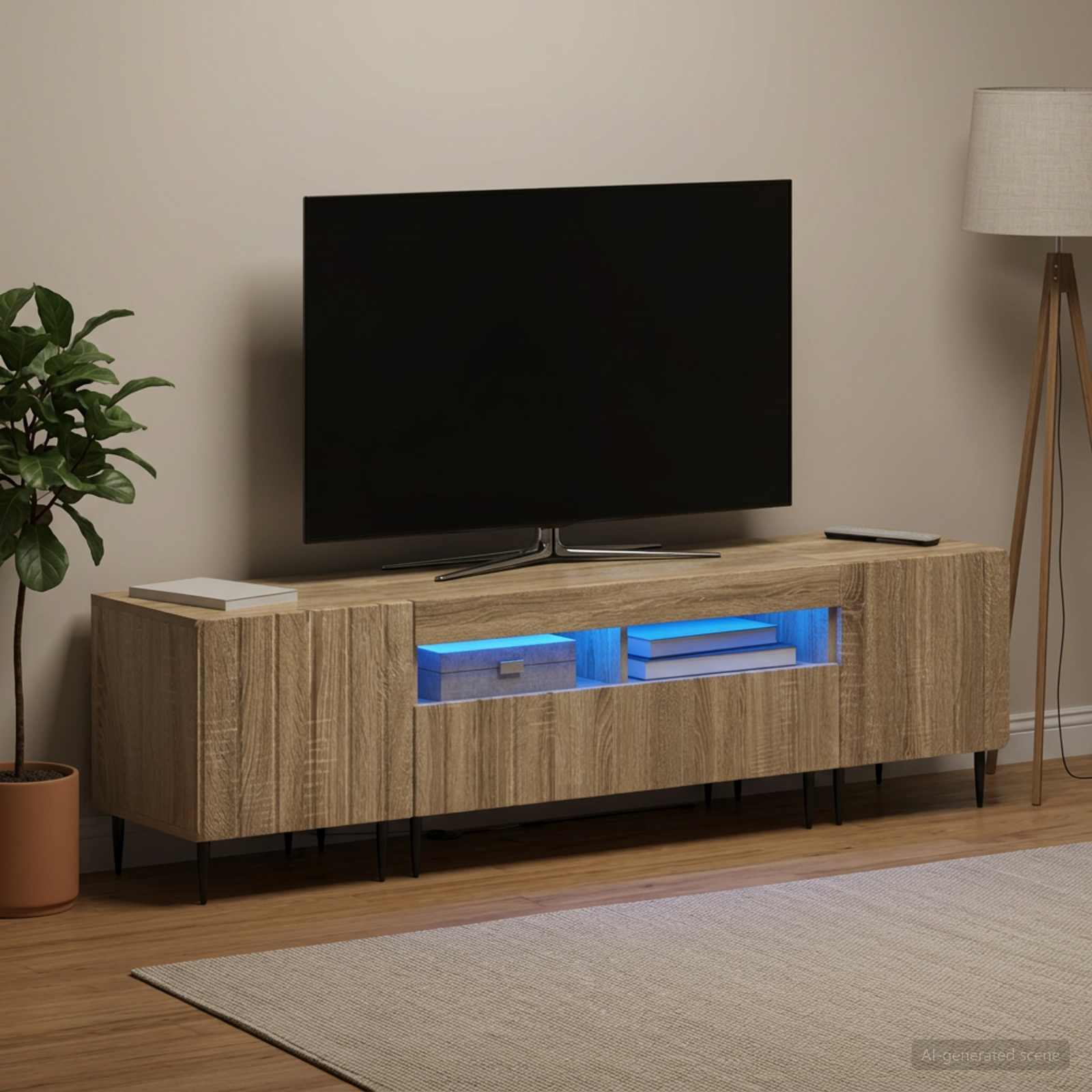 5-teiliges LED TV Schrank Sonoma-Eiche Holzwerkstoff