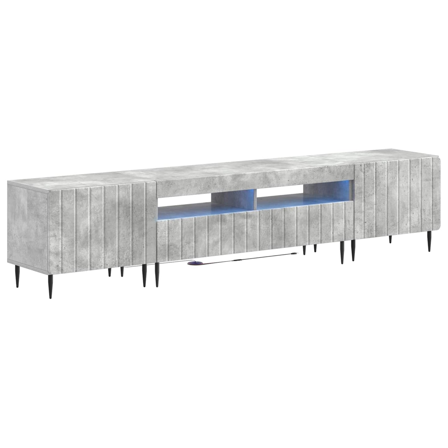 5-teiliges LED TV Schrank Betongrau Holzwerkstoff