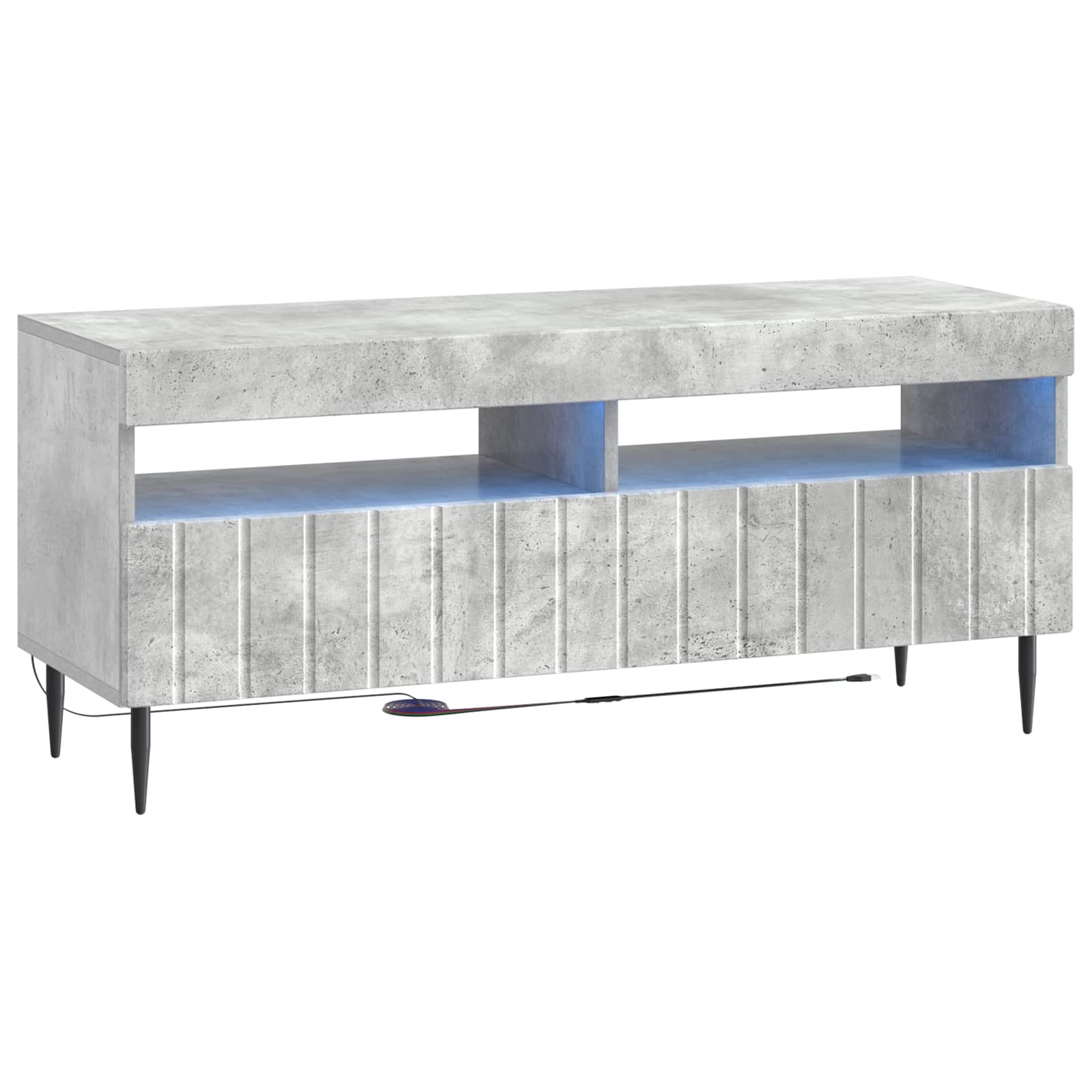 5-teiliges LED TV Schrank Betongrau Holzwerkstoff