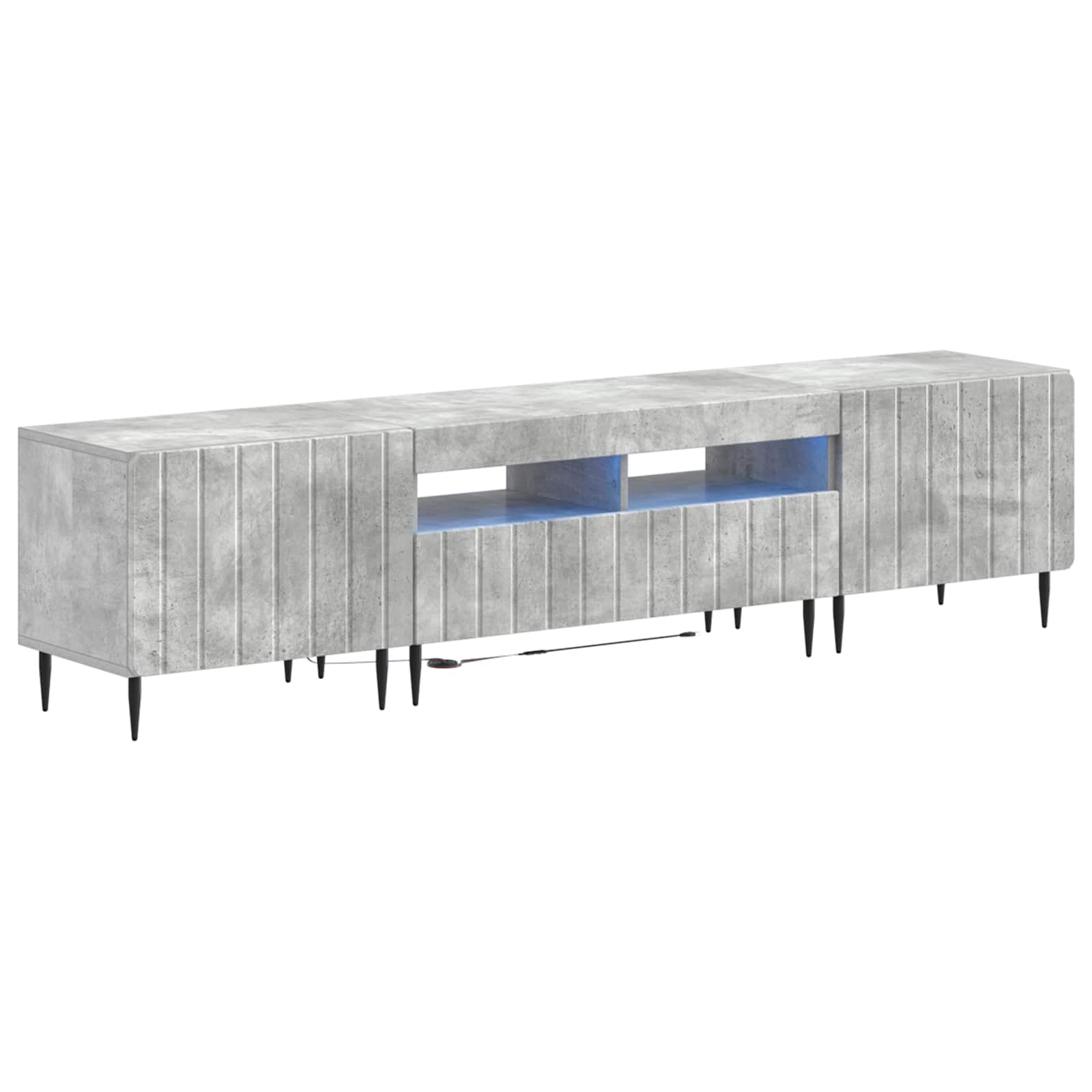 5-teiliges LED TV Schrank Betongrau Holzwerkstoff
