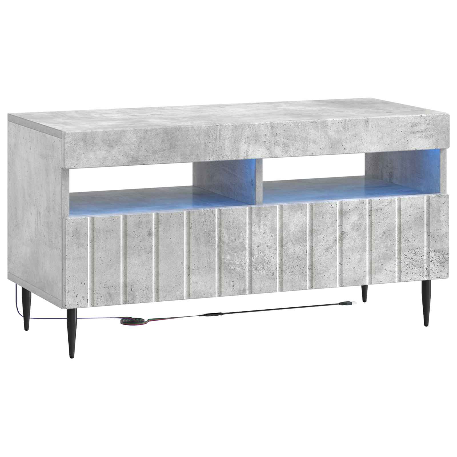 5-teiliges LED TV Schrank Betongrau Holzwerkstoff