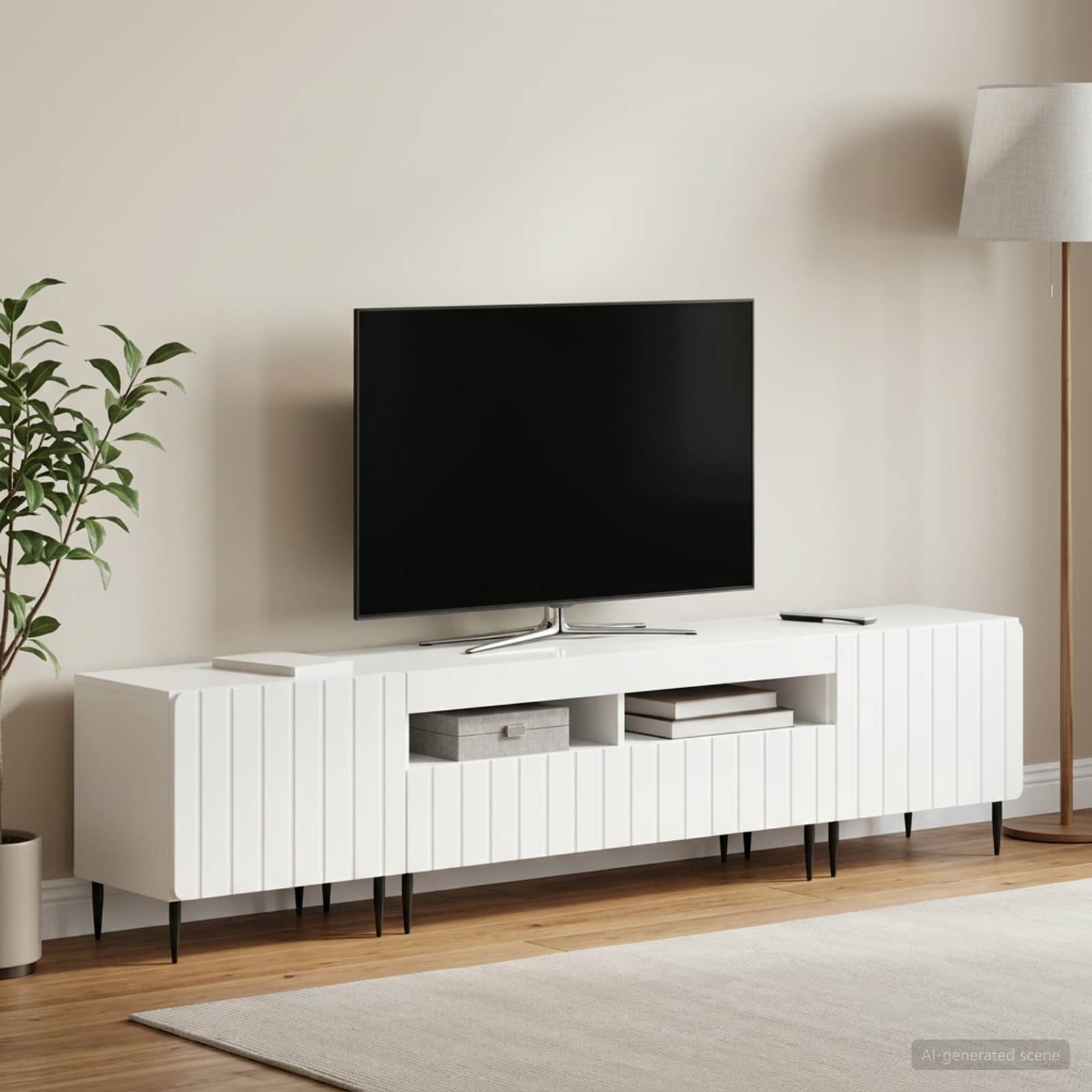 5-teiliges LED TV Schrank Hochglanz Weiß Holzwerkstoff