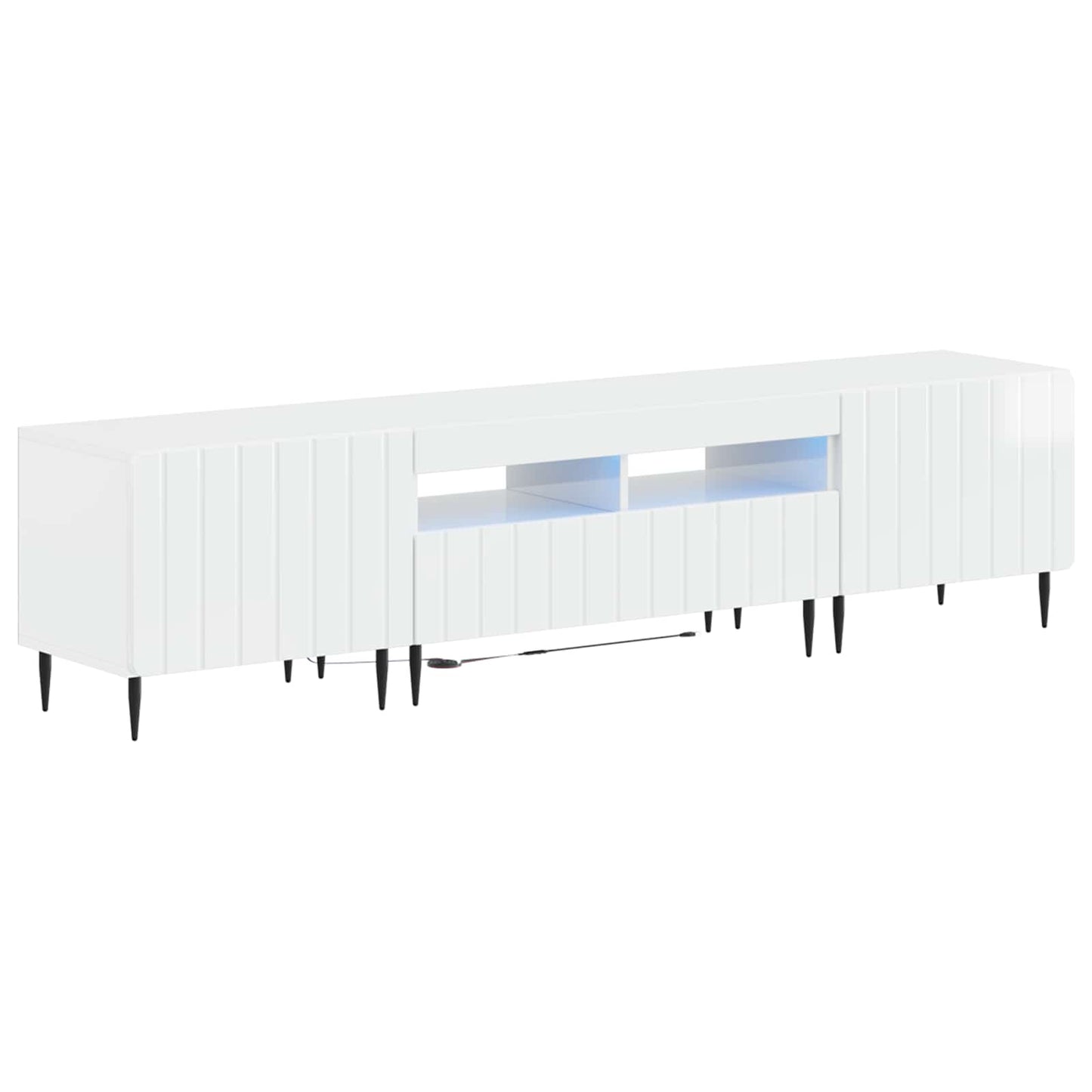 5-teiliges LED TV Schrank Hochglanz Weiß Holzwerkstoff