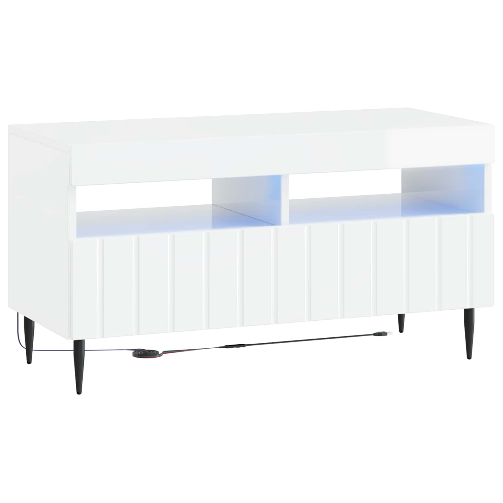 5-teiliges LED TV Schrank Hochglanz Weiß Holzwerkstoff