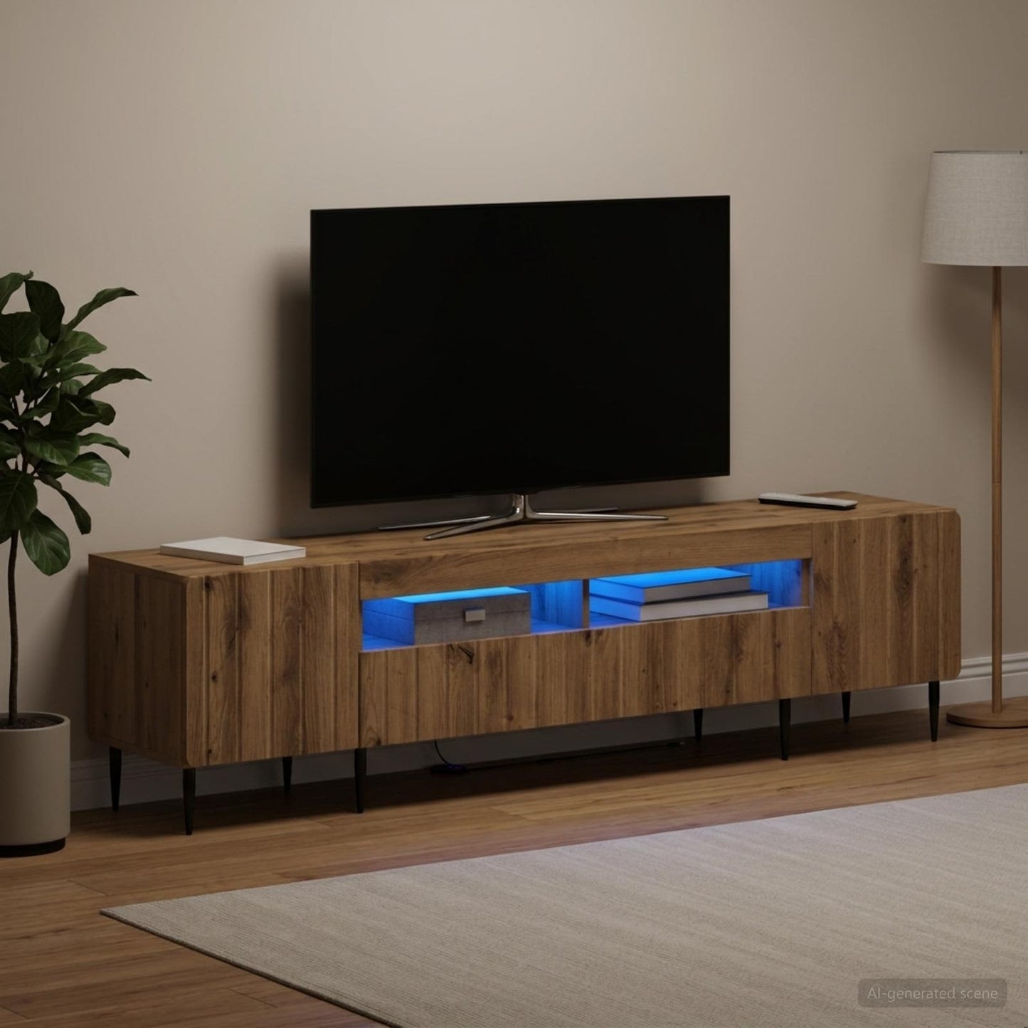 5-teiliges LED TV Schrank Artisan-Eiche Holzwerkstoff