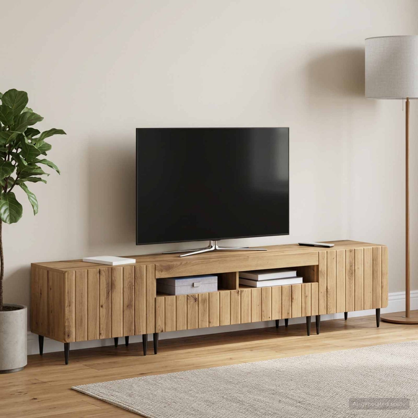 5-teiliges LED TV Schrank Artisan-Eiche Holzwerkstoff