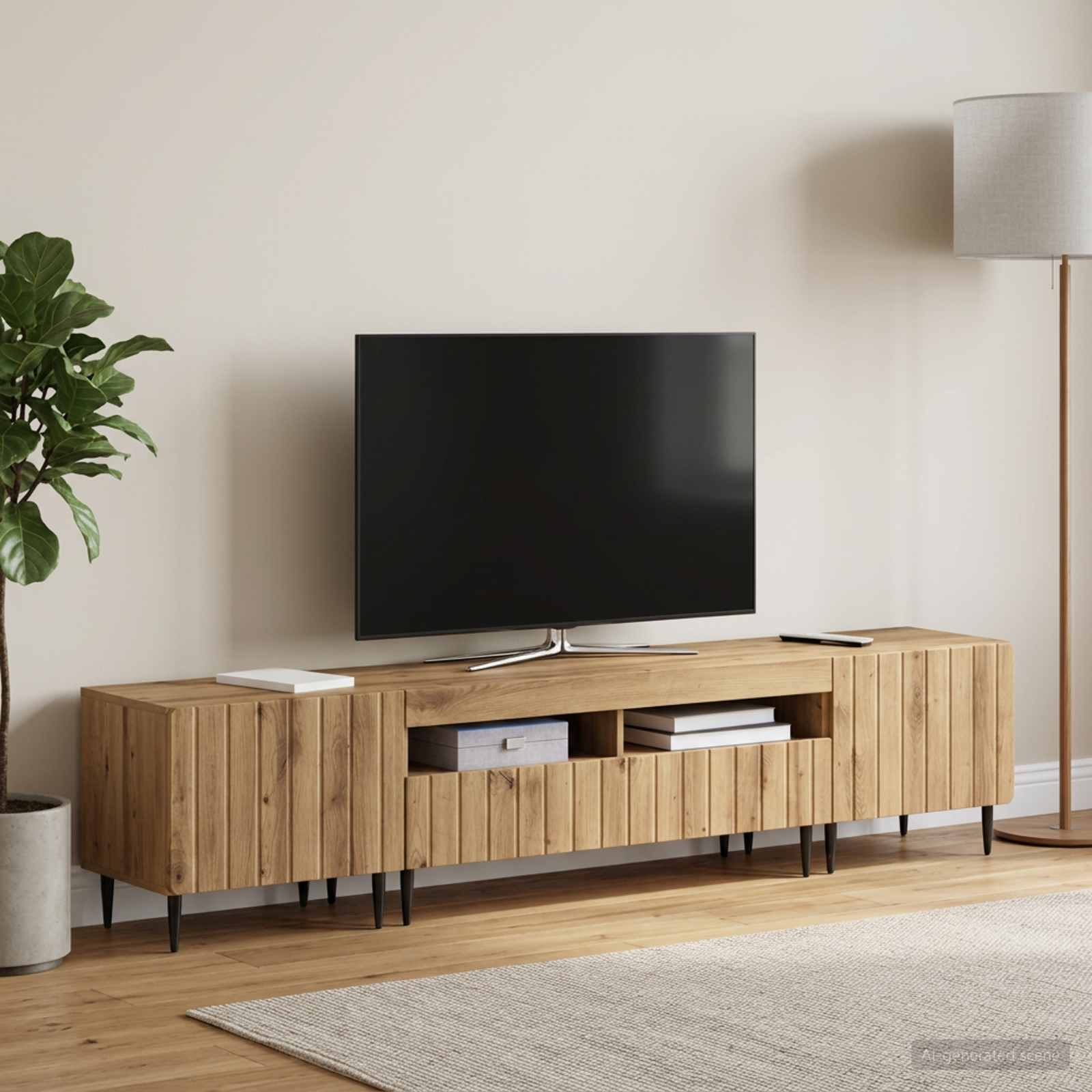 5-teiliges LED TV Schrank Artisan-Eiche Holzwerkstoff