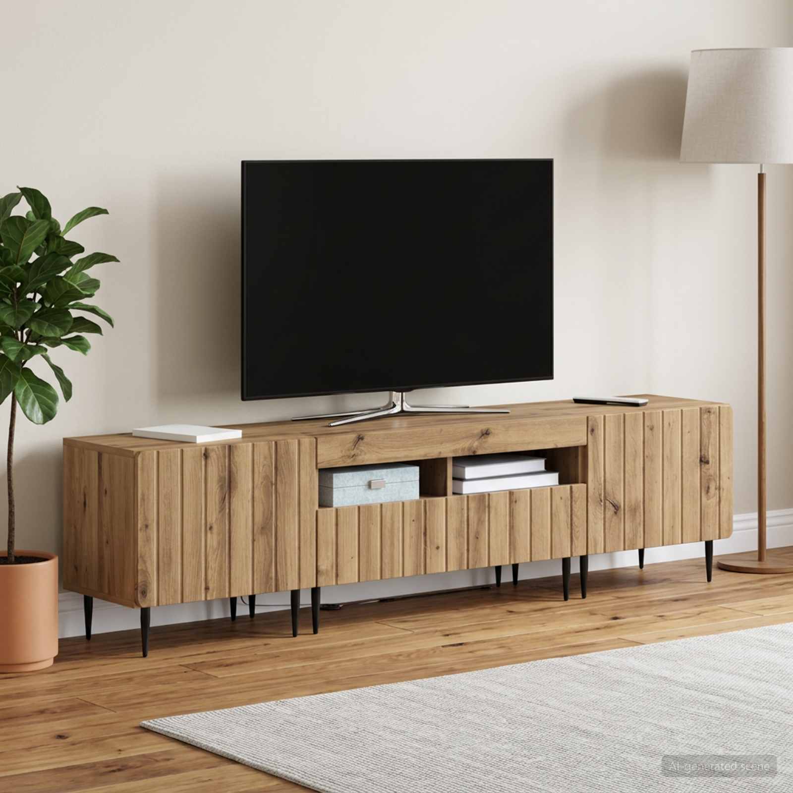 5-teiliges LED TV Schrank Artisan-Eiche Holzwerkstoff