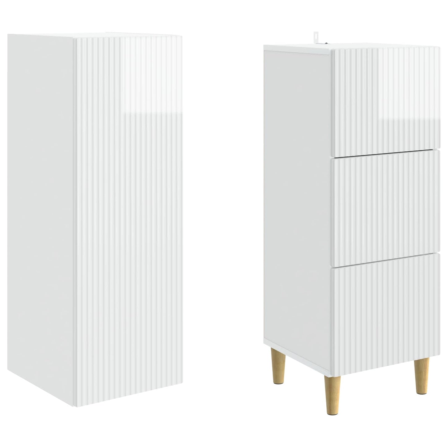 Schrankset 2 pcs Hochglanz Weiß 33 x 34,5 x 90 cm Holzwerkstoff