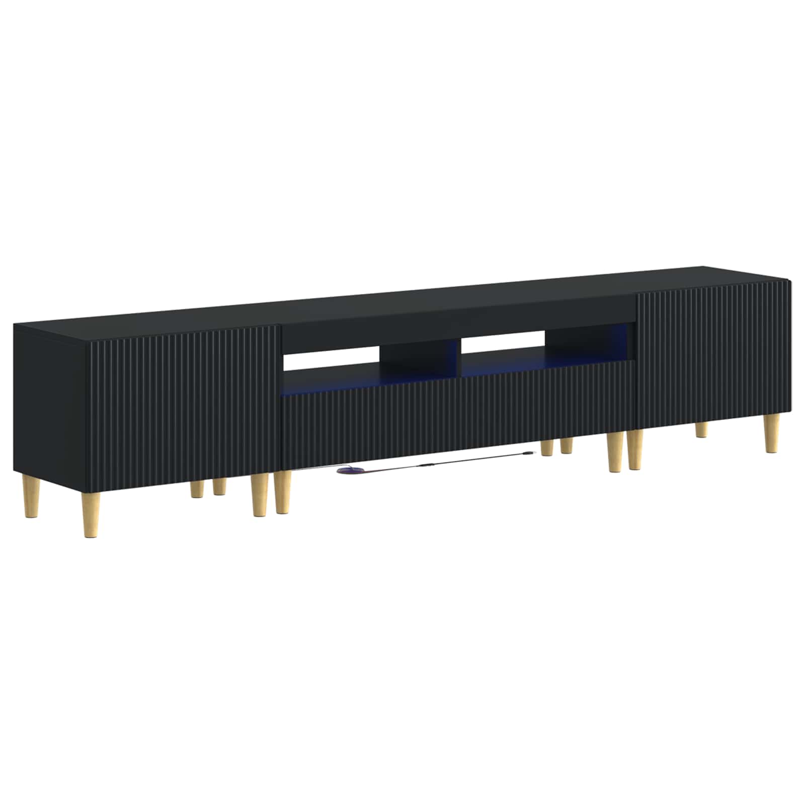 5-teiliges LED TV Schrank ARNHEM Schwarz Holzwerkstoff