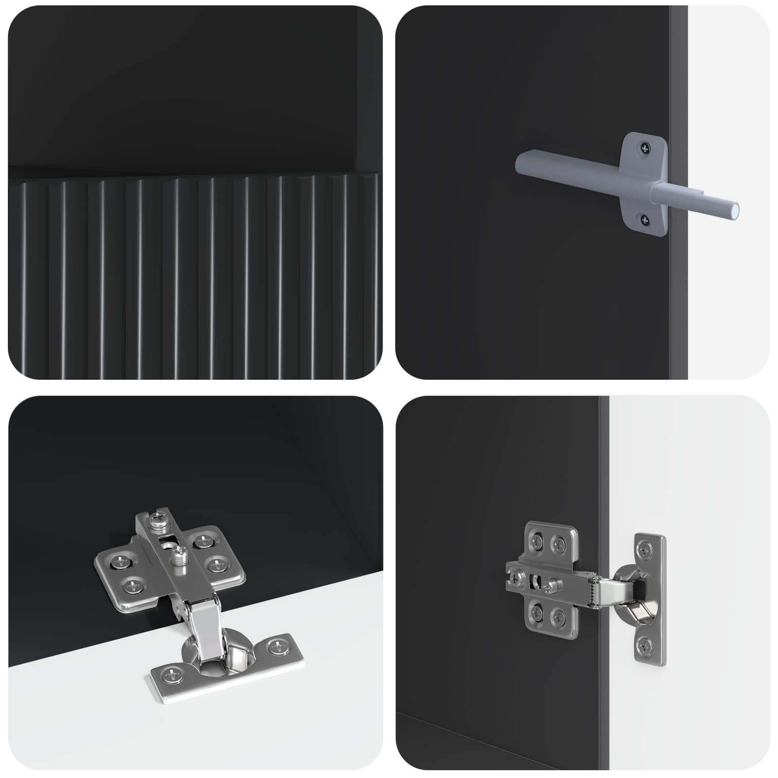 5-teiliges LED TV Schrank Schwarz Holzwerkstoff