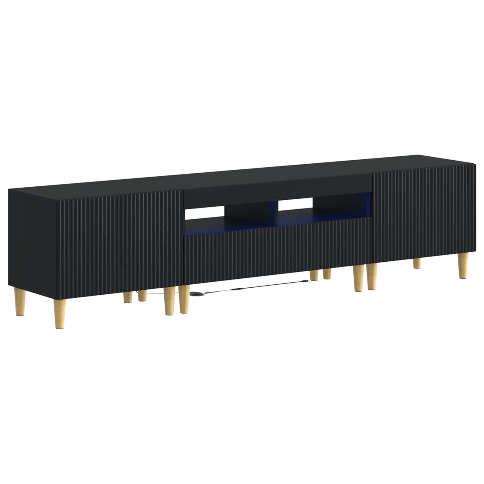 5-teiliges LED TV Schrank Schwarz Holzwerkstoff