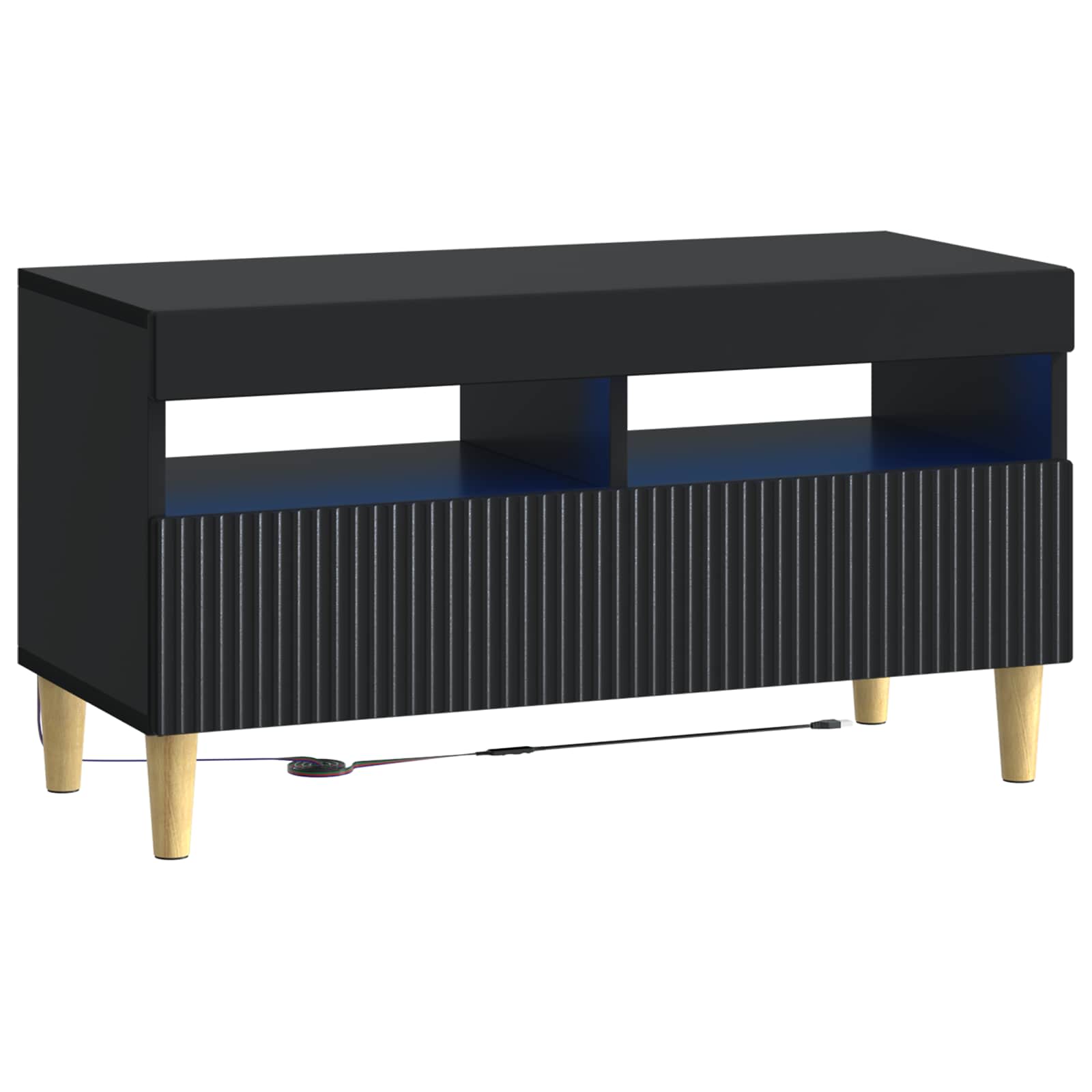 5-teiliges LED TV Schrank Schwarz Holzwerkstoff