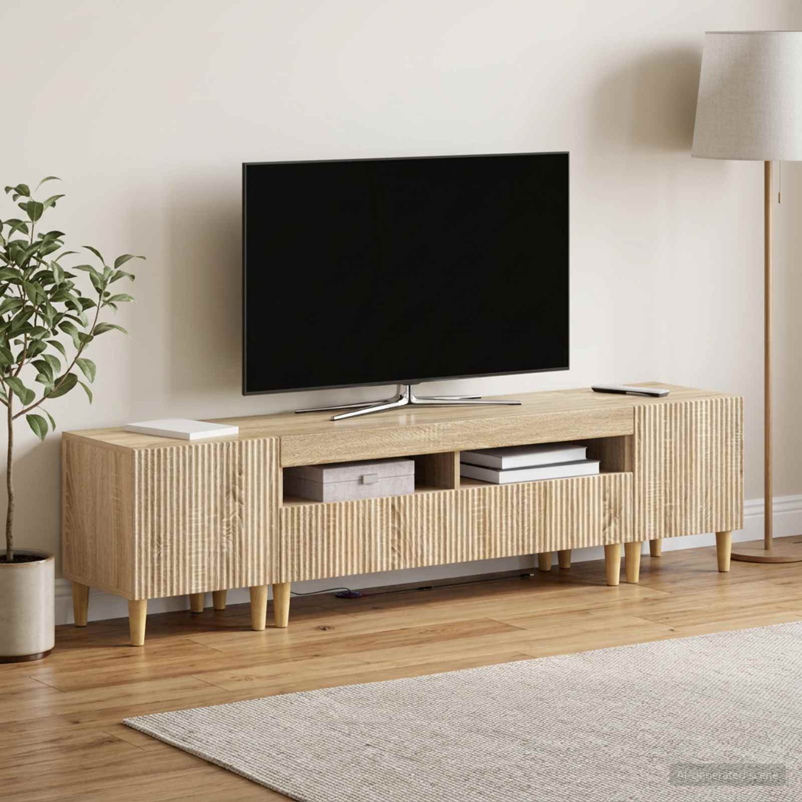 5-teiliges LED TV Schrank Sonoma-Eiche Holzwerkstoff