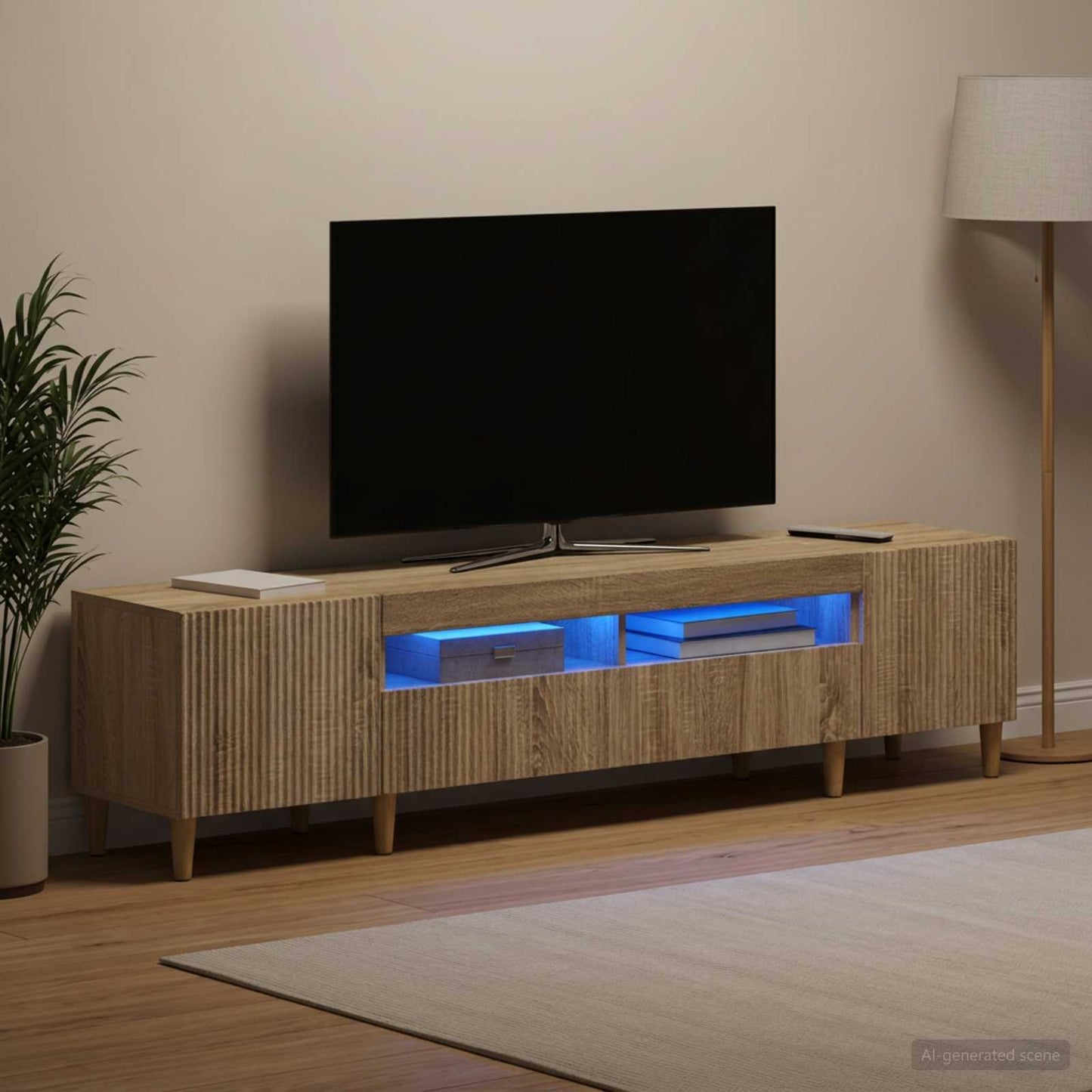 5-teiliges LED TV Schrank Sonoma-Eiche Holzwerkstoff