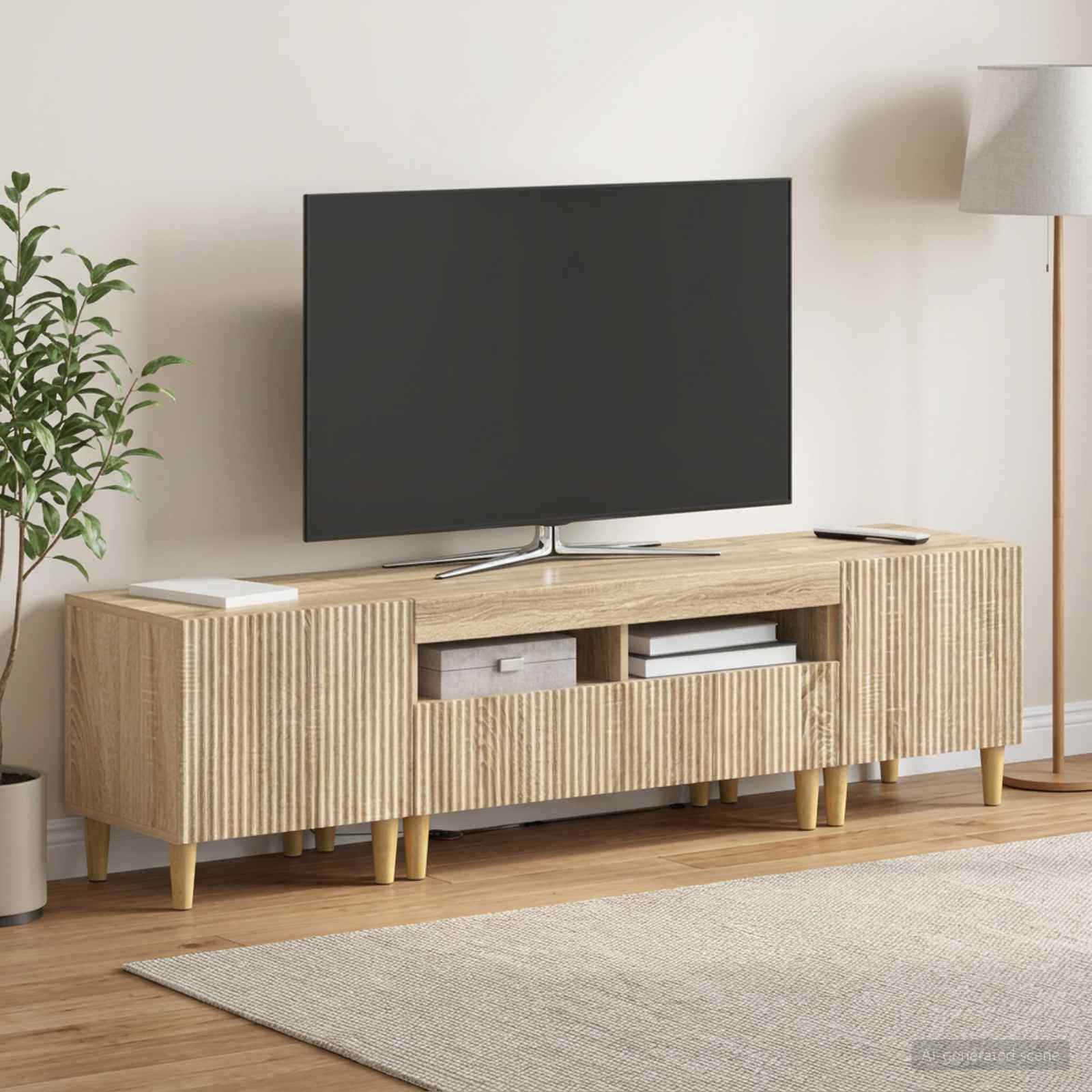 5-teiliges LED TV Schrank Sonoma-Eiche Holzwerkstoff