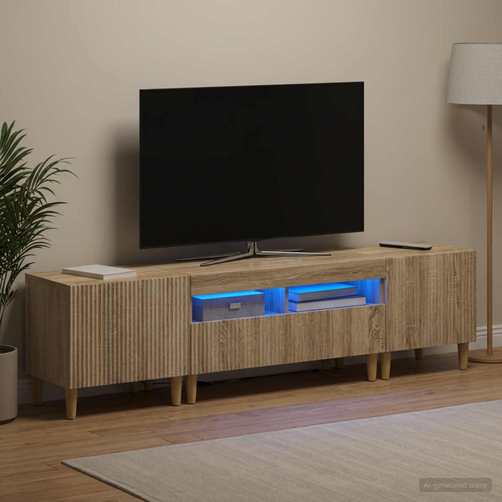 5-teiliges LED TV Schrank Sonoma-Eiche Holzwerkstoff