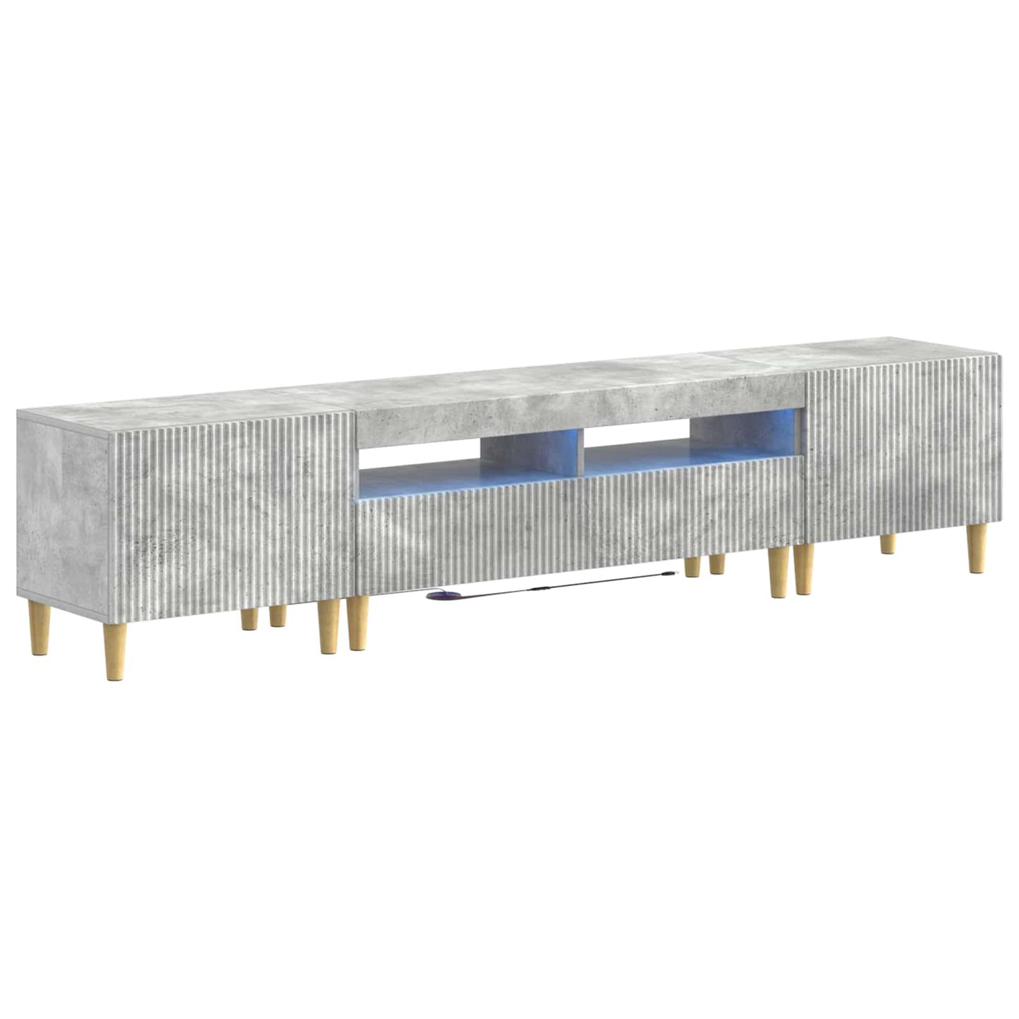 5-teiliges LED TV Schrank Betongrau Holzwerkstoff