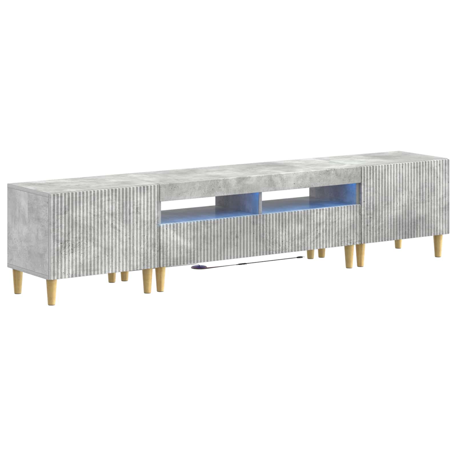 5-teiliges LED TV Schrank Betongrau Holzwerkstoff